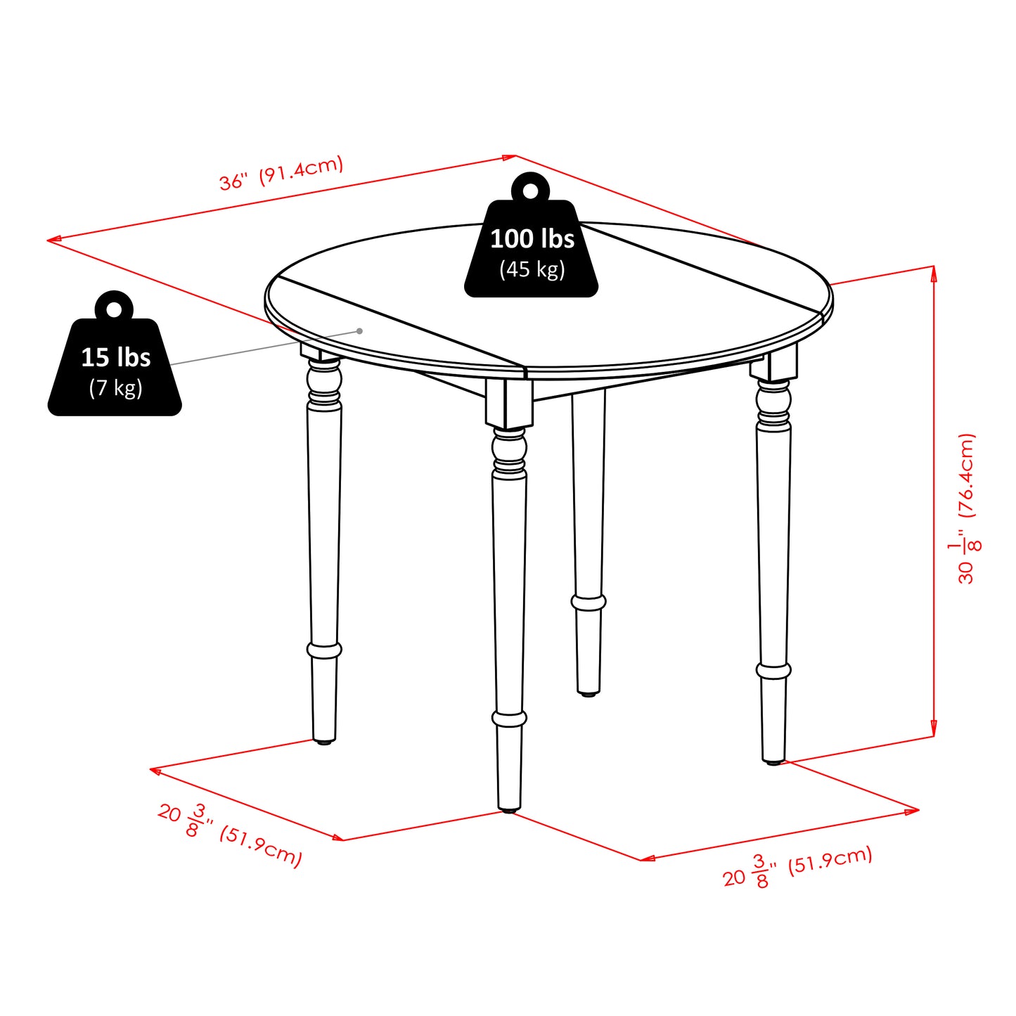 Sorella Round Double Drop Leaf Dining Table, Walnut