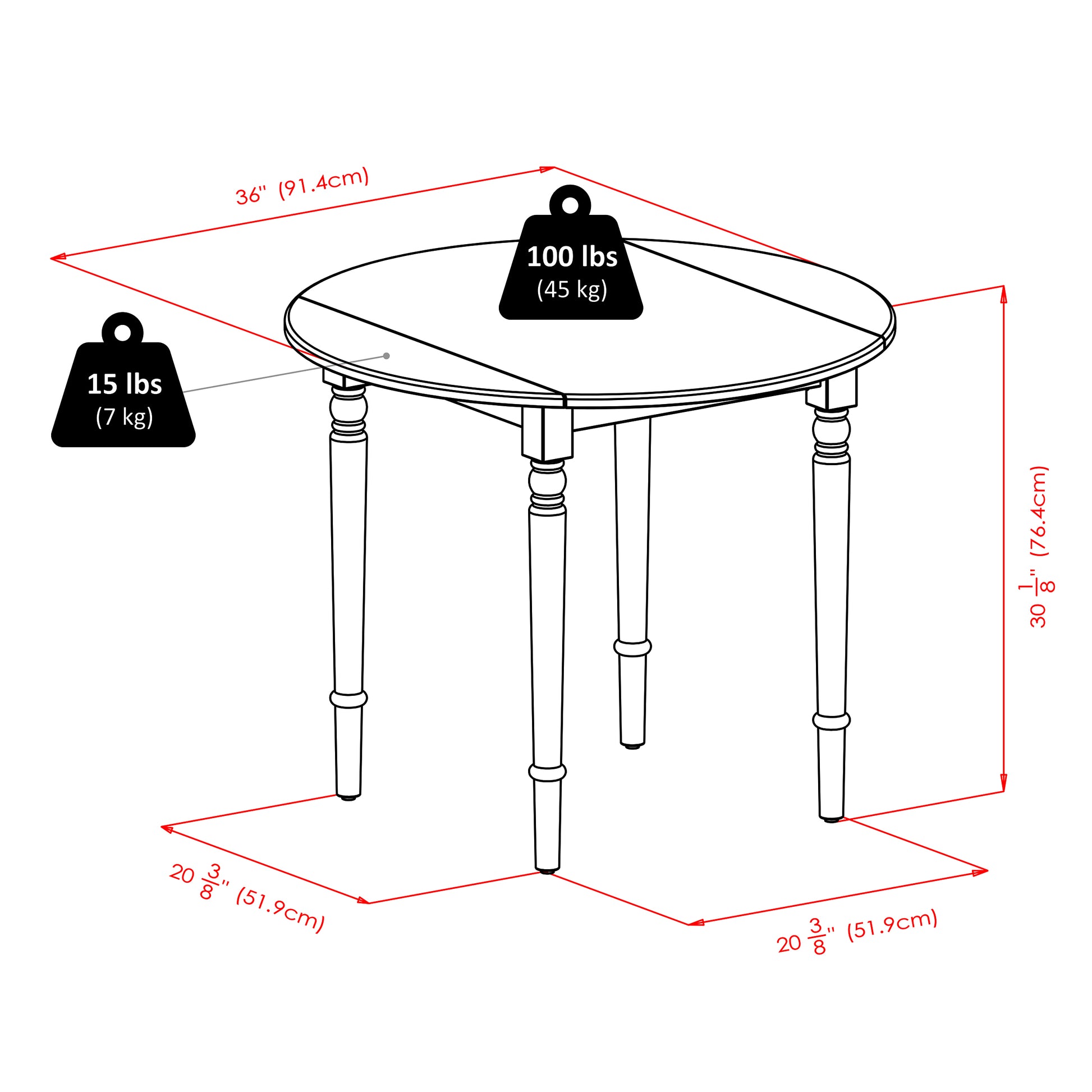 Sorella Round Double Drop Leaf Dining Table, Walnut