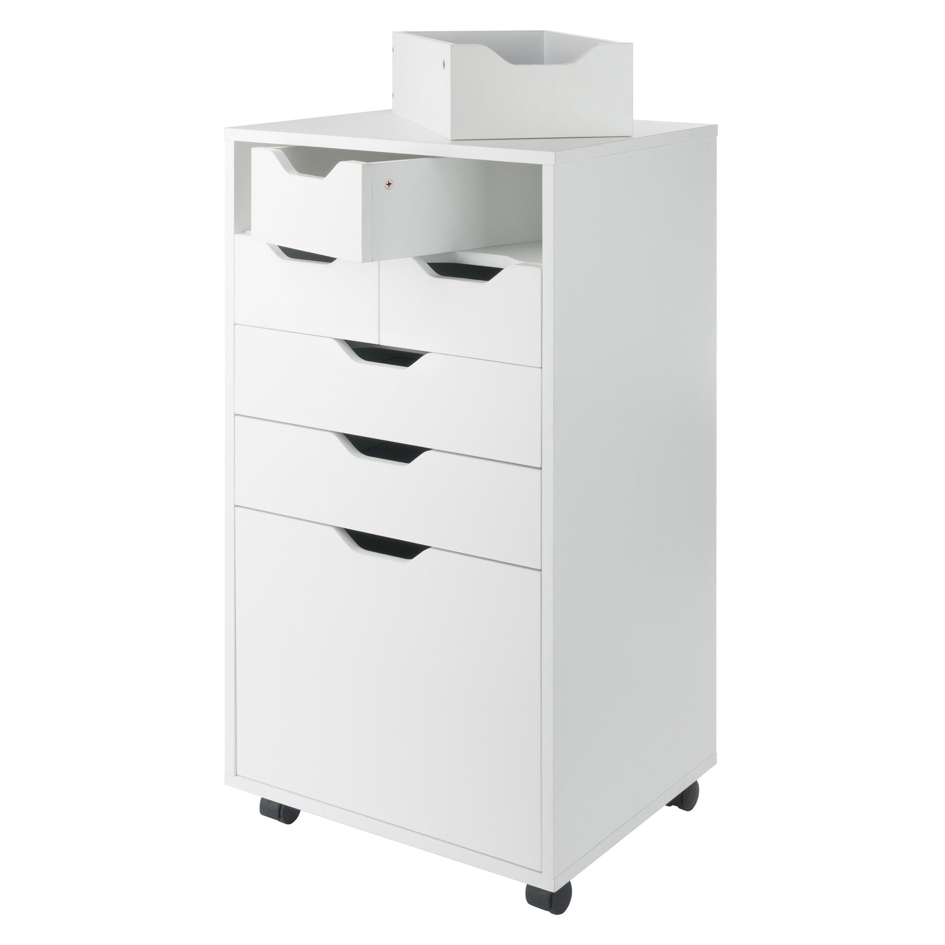 Halifax Bins & Drawers Multi-Storage Tall Mobile Cabinet, White