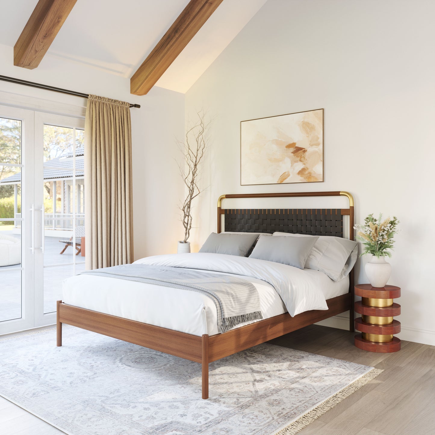 Netz Queen Bed Black & Walnut - 8