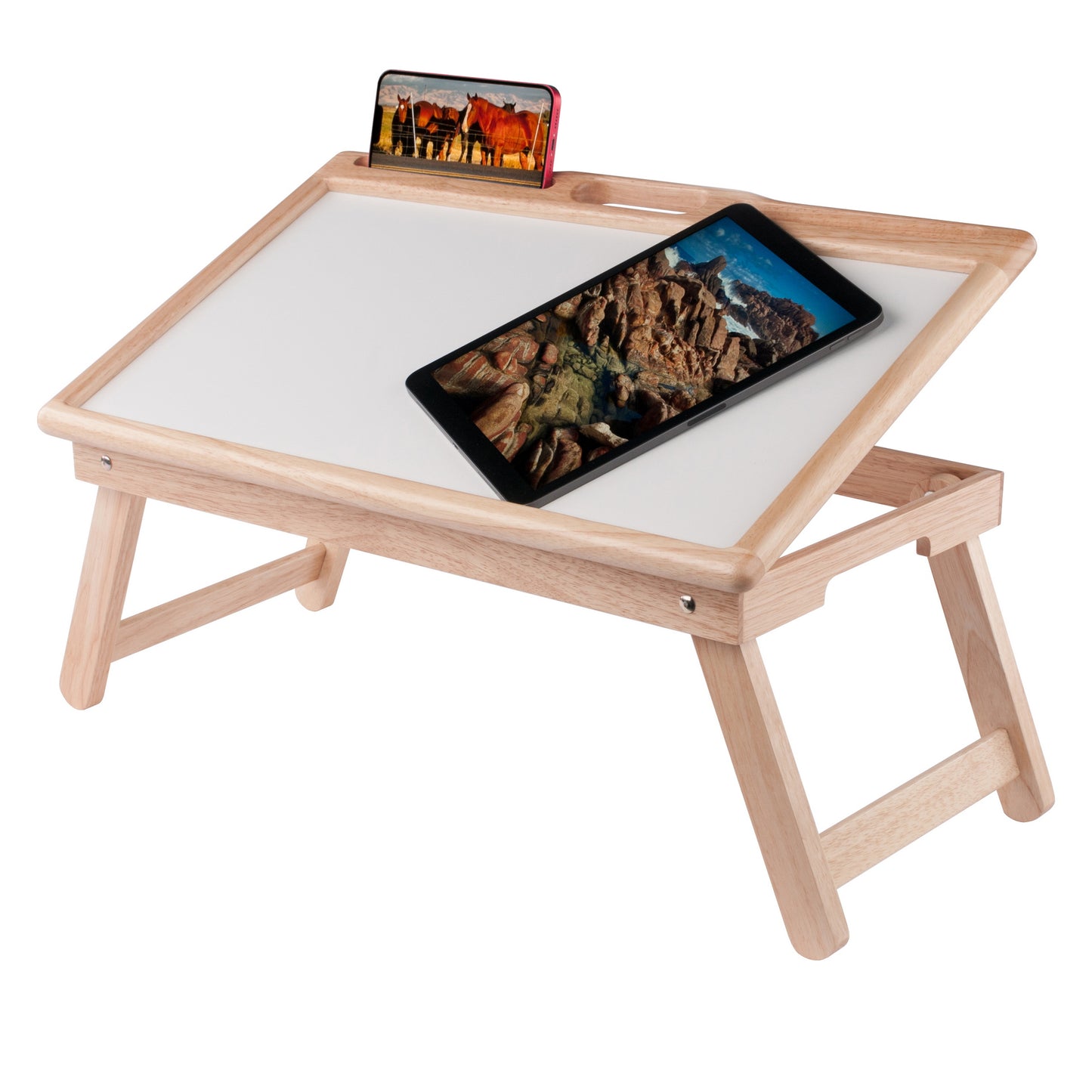 Arlo Breakfast Tray with Flip Top, Natural and White