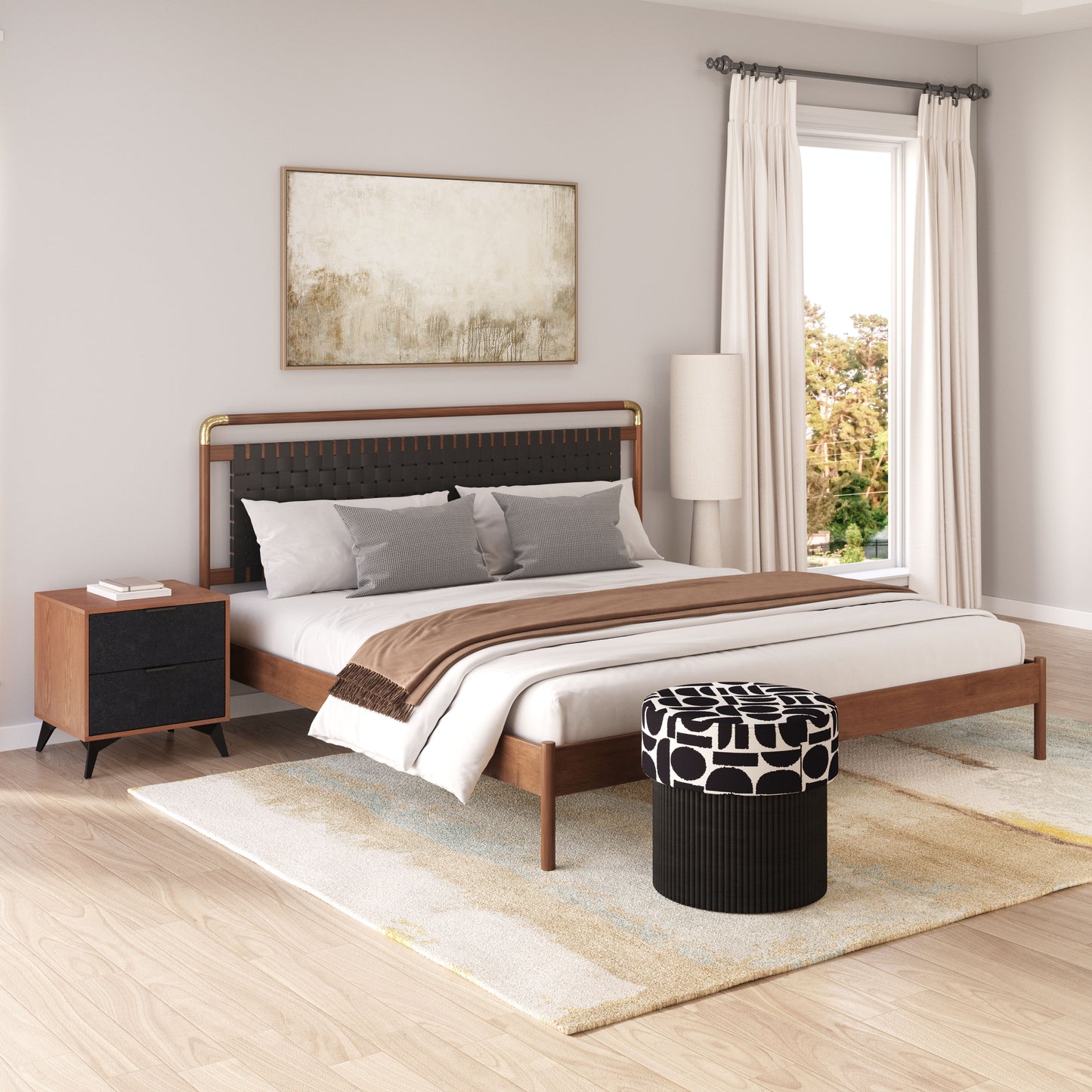Netz King Bed Black & Walnut - 8