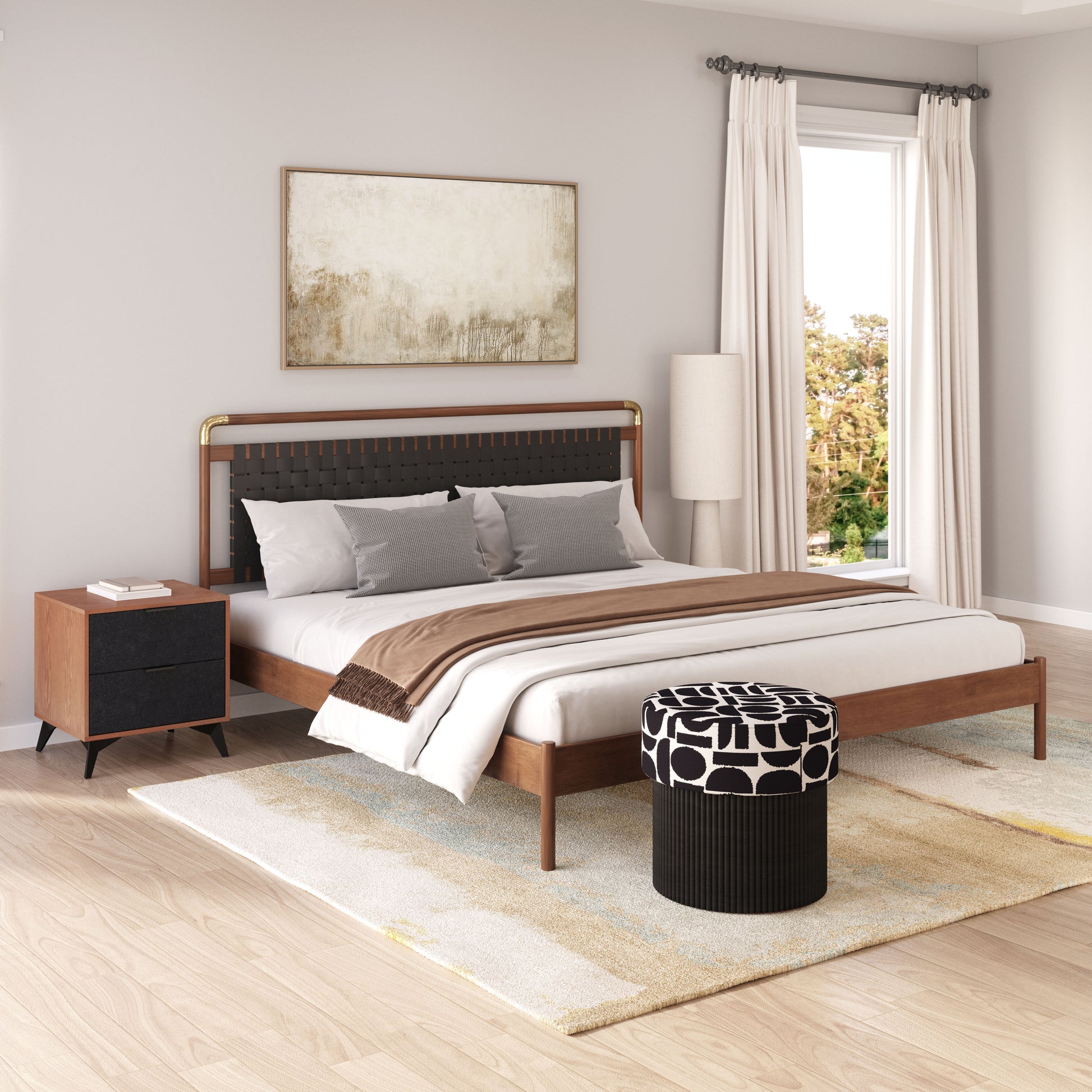 Netz King Bed Black & Walnut - 8