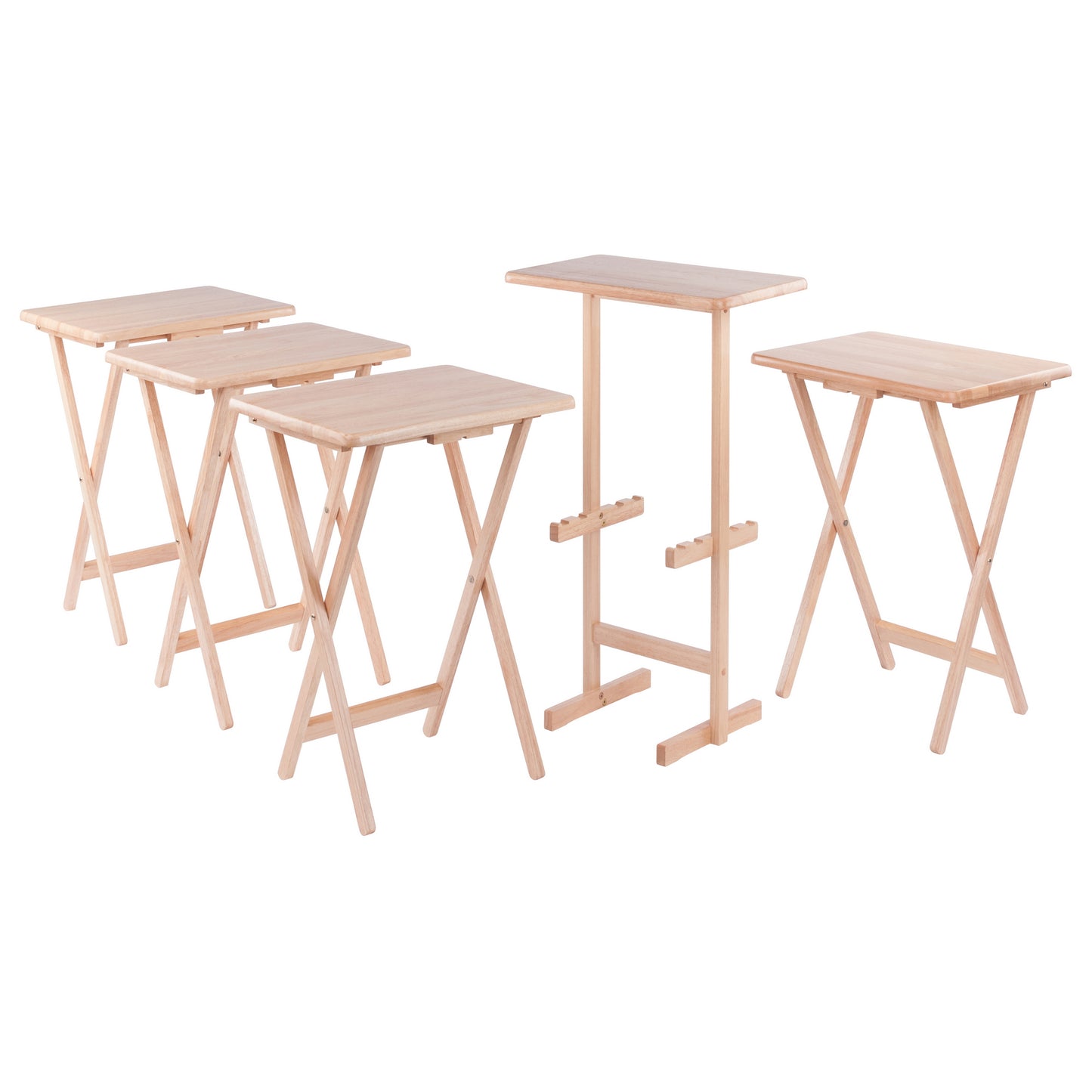 Riley 5-Pc Set Snack Table, Natural Finish