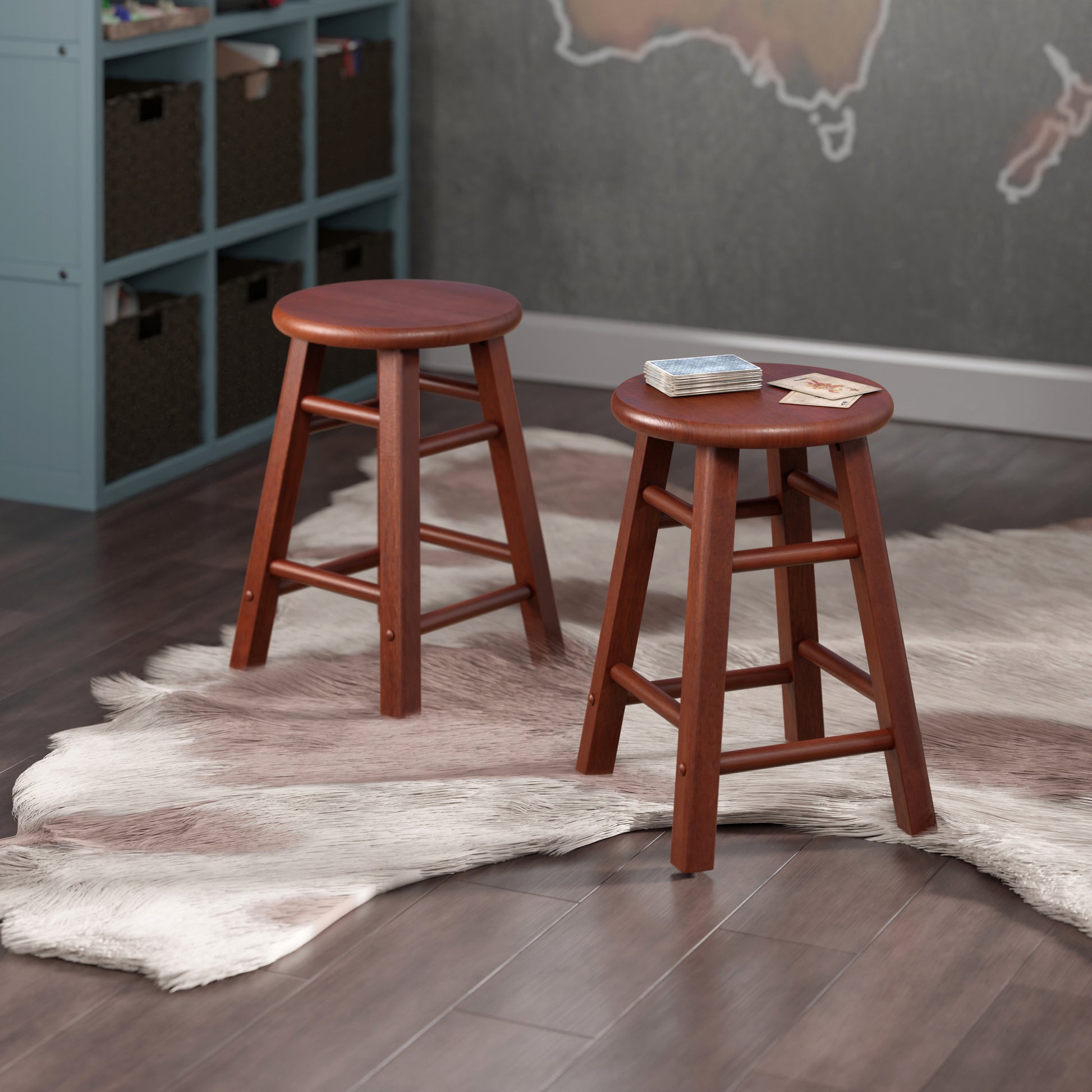 Element 2-Pc Dining Stool Set, Walnut
