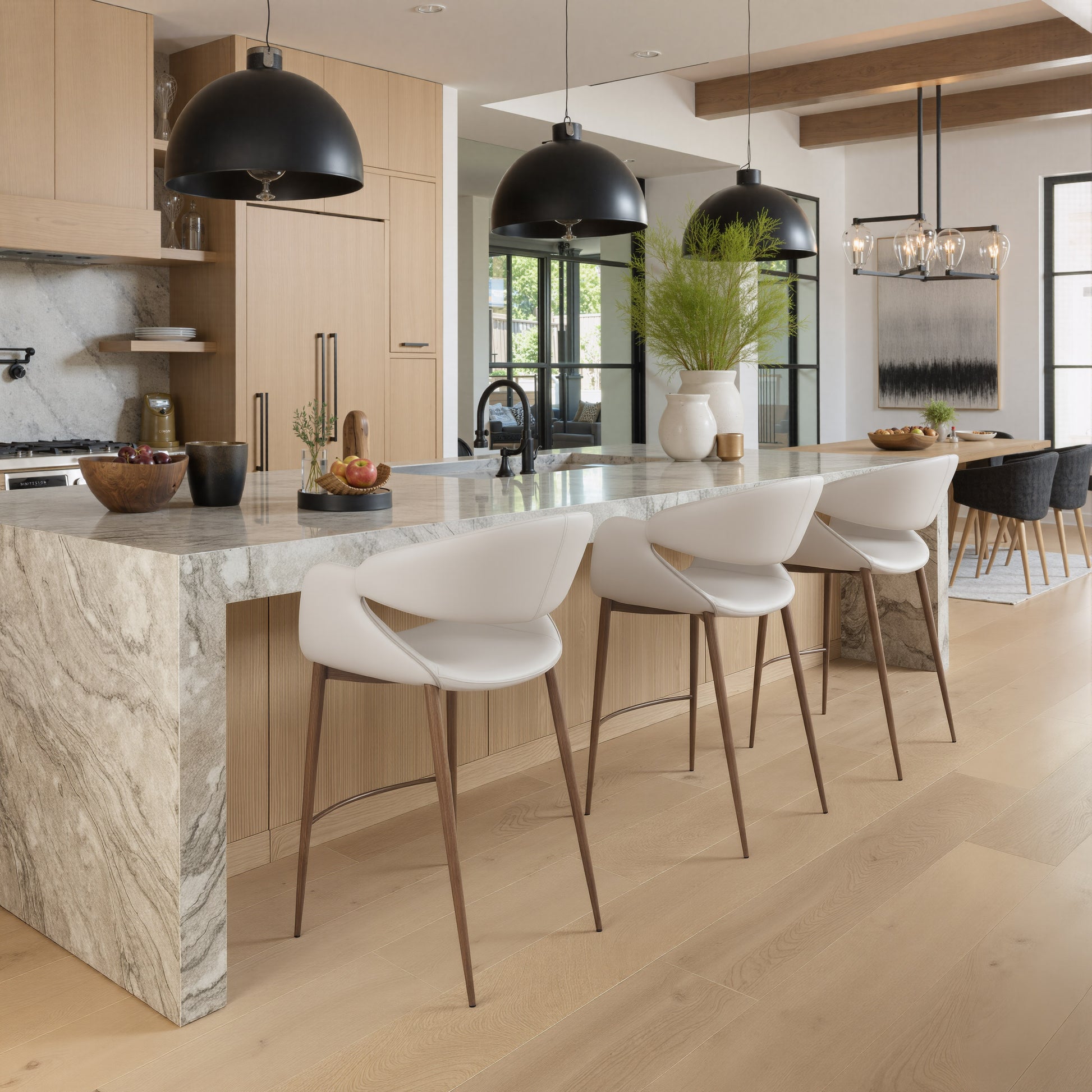 Limay Counter Stool Beige & Walnut - 10