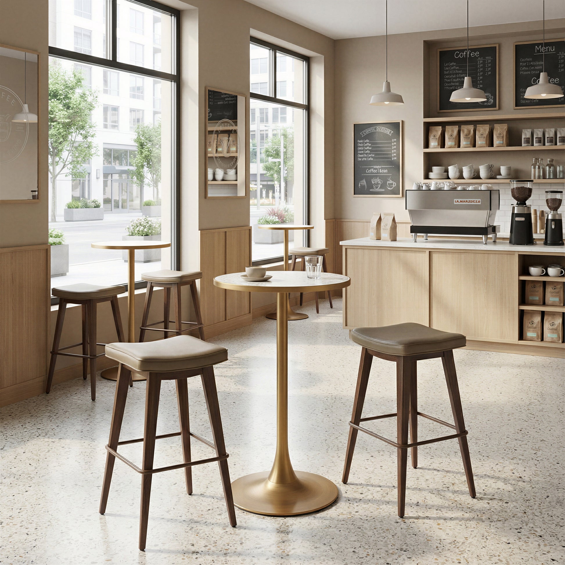 Divat Barstool (Set of 2) Taupe & Walnut - 8