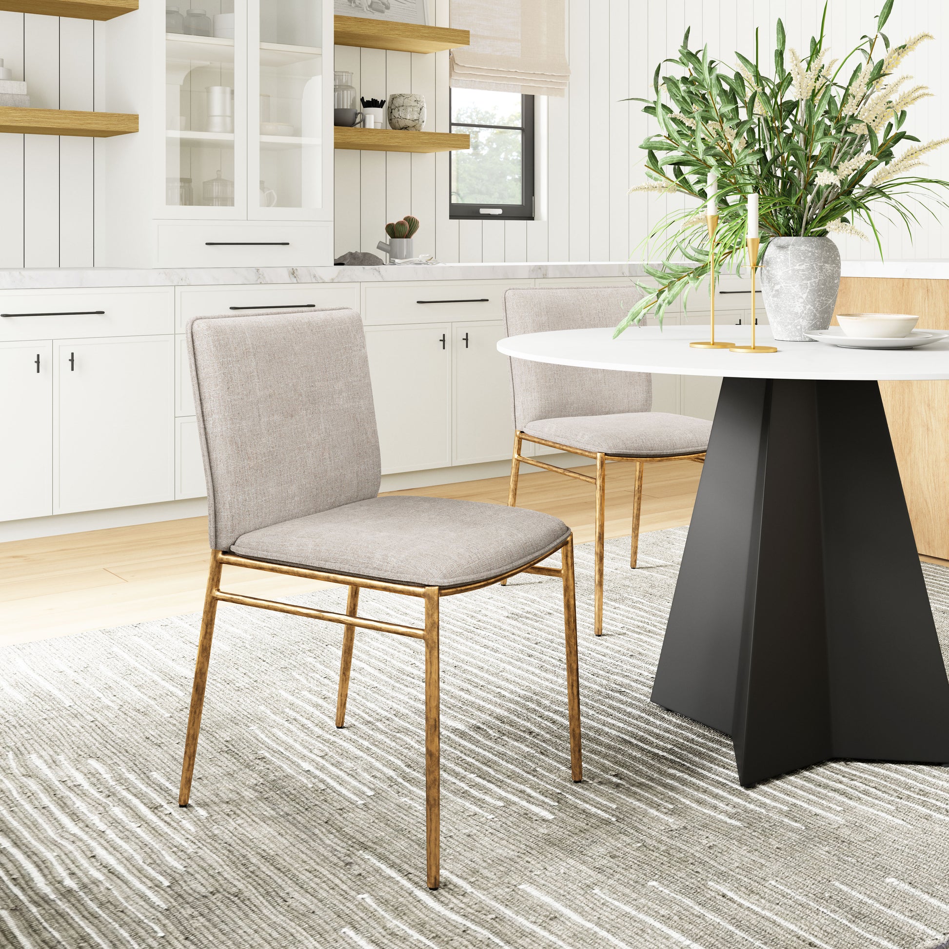 Nordvest Dining Chair Beige & Gold - 8