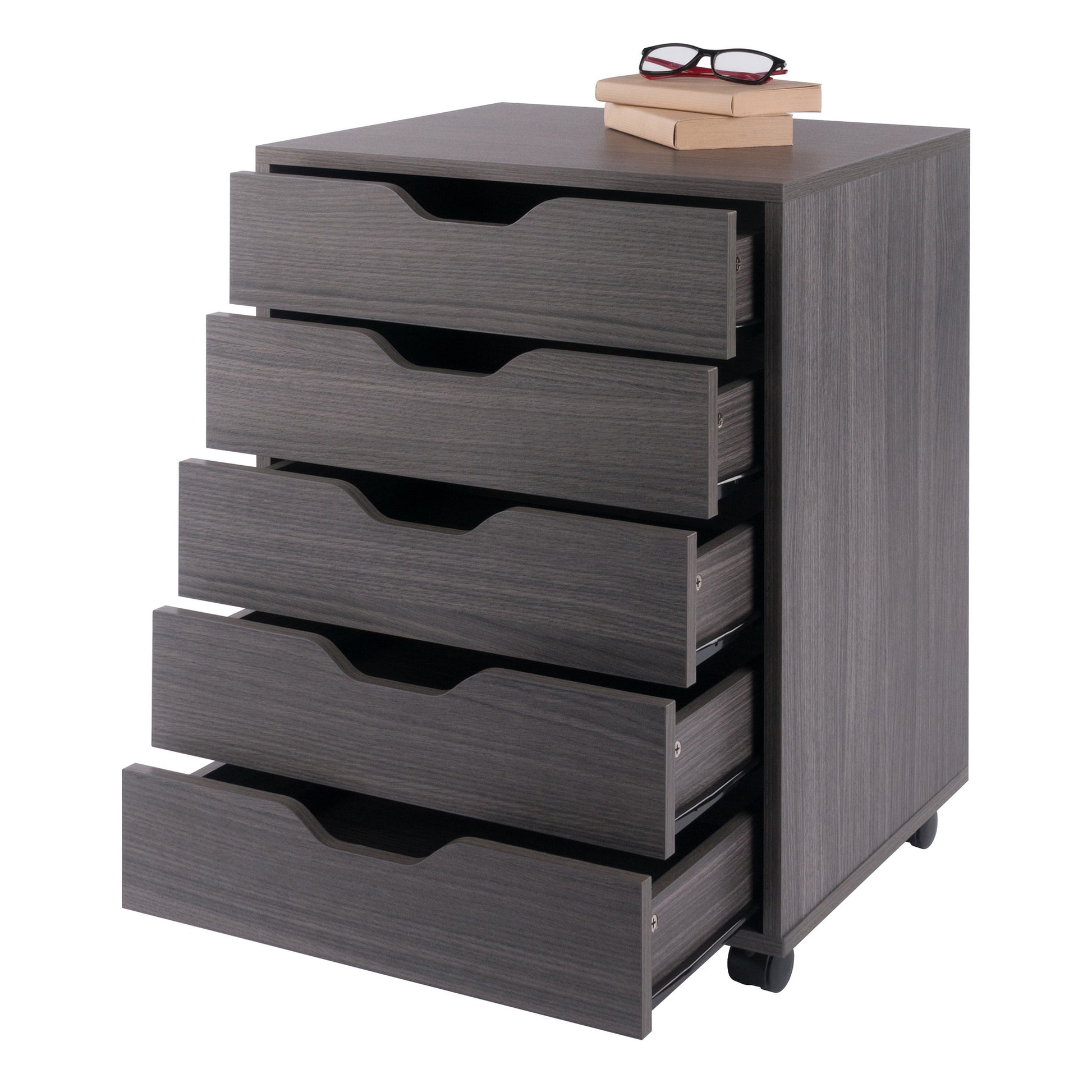 Halifax 5-Drawer Mobile Cabinet, Charcoal