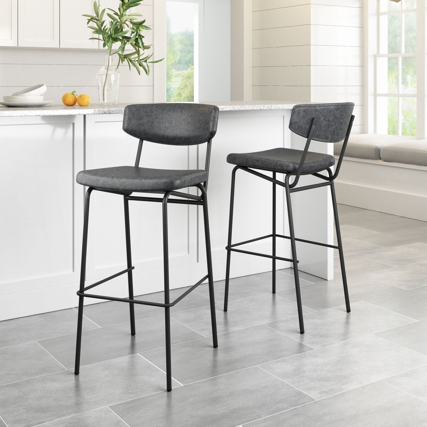 Charon Barstool (Set of 2) Vintage Black - 8