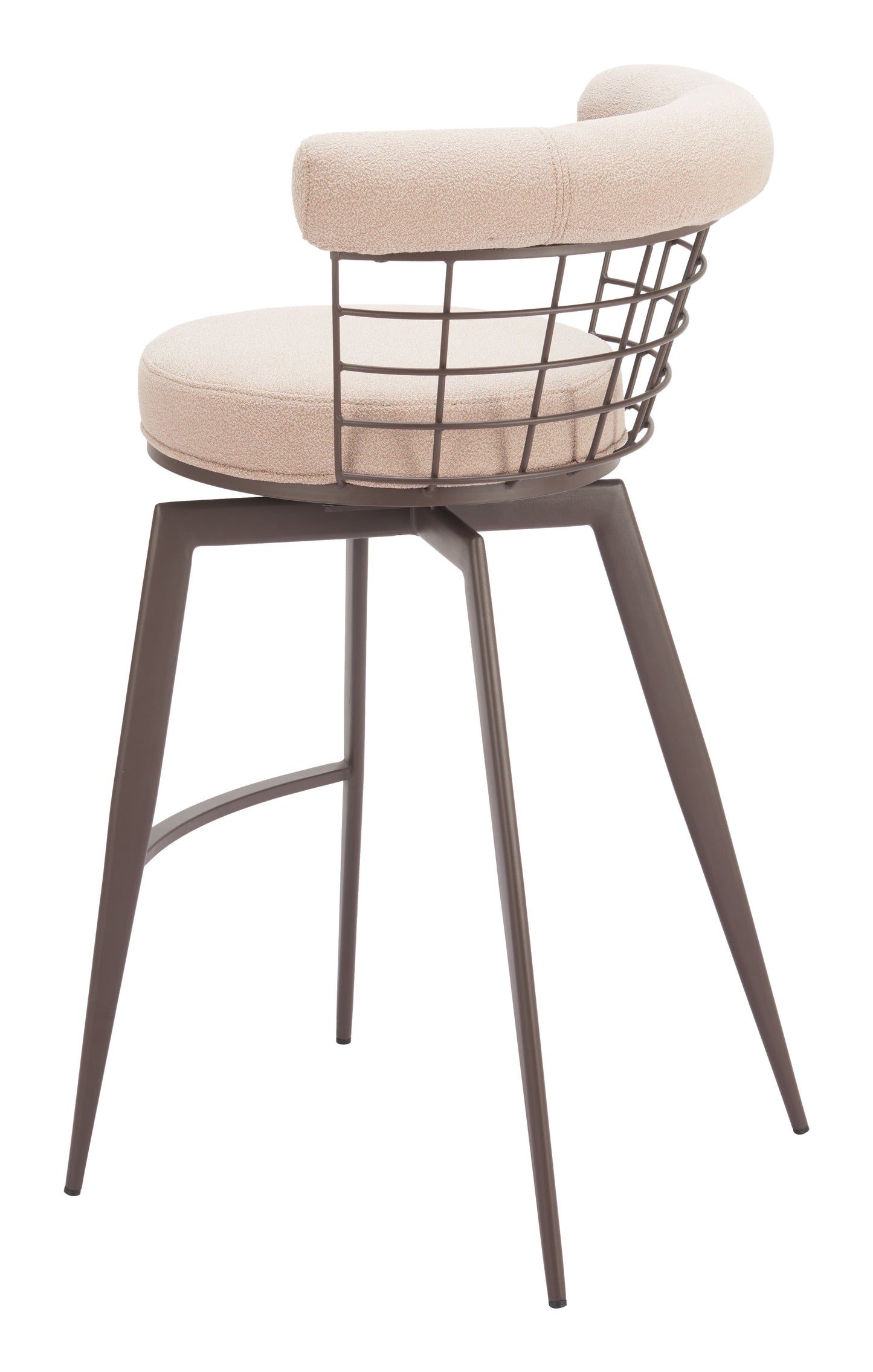 Saku Swivel Barstool Beige & Brown - 5