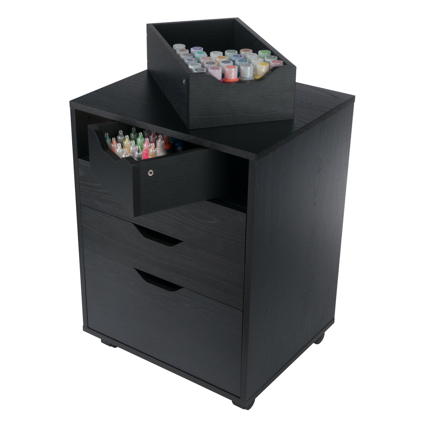 Halifax Bins & Drawers Storage Mobile Cabinet, Black