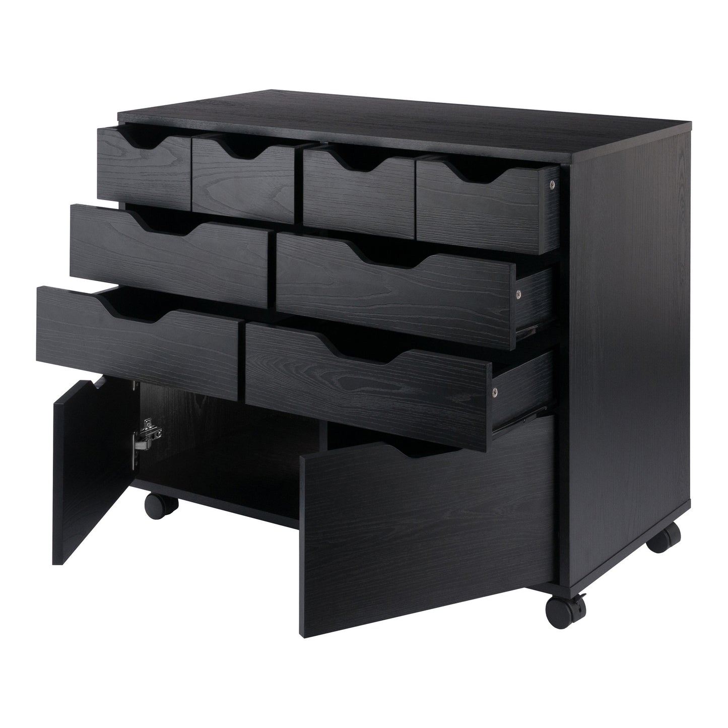 Halifax Bins & Drawers Multi-Storage Wide Mobile Cabinet,. Black