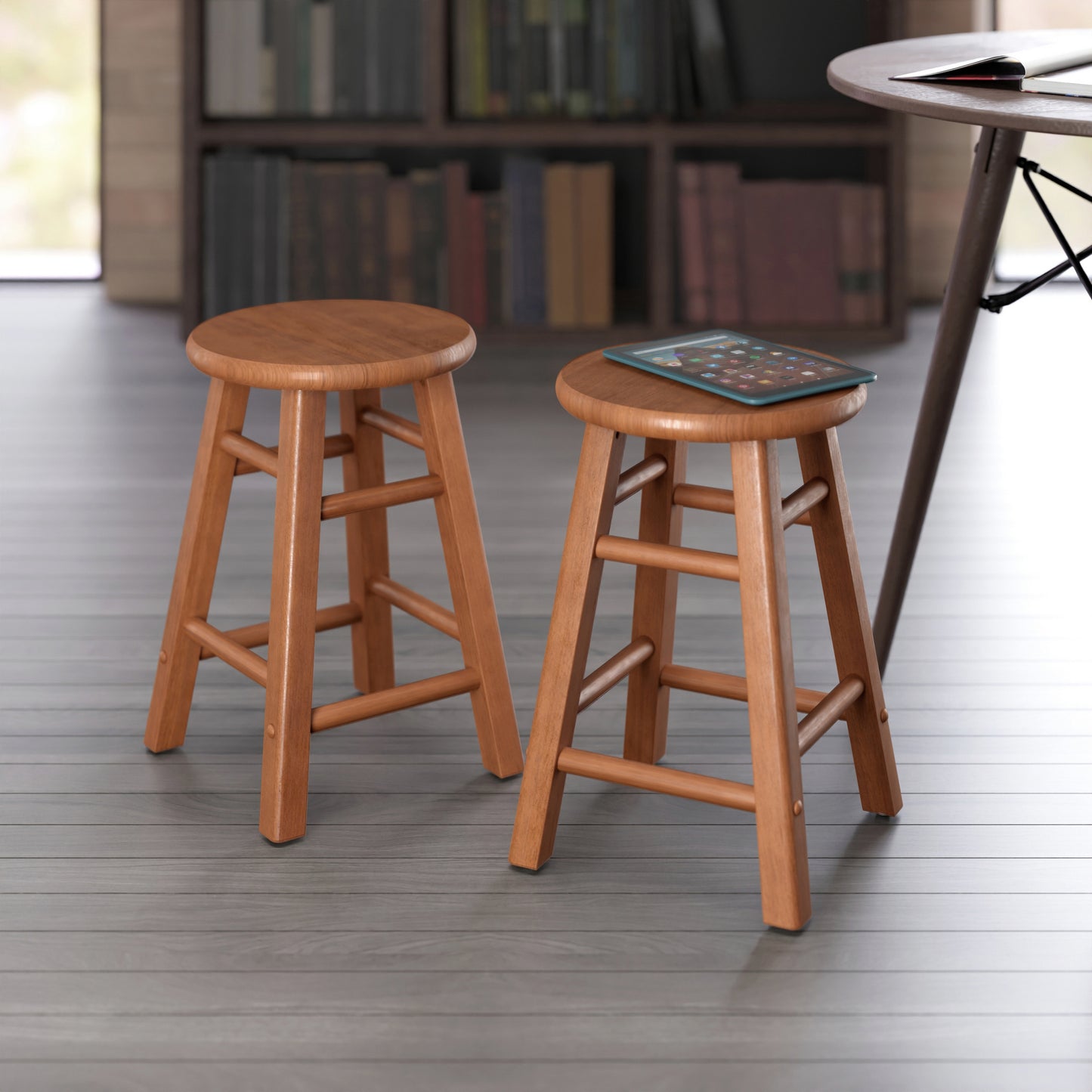 Element 2-Pc Dining Stool Set, Teak