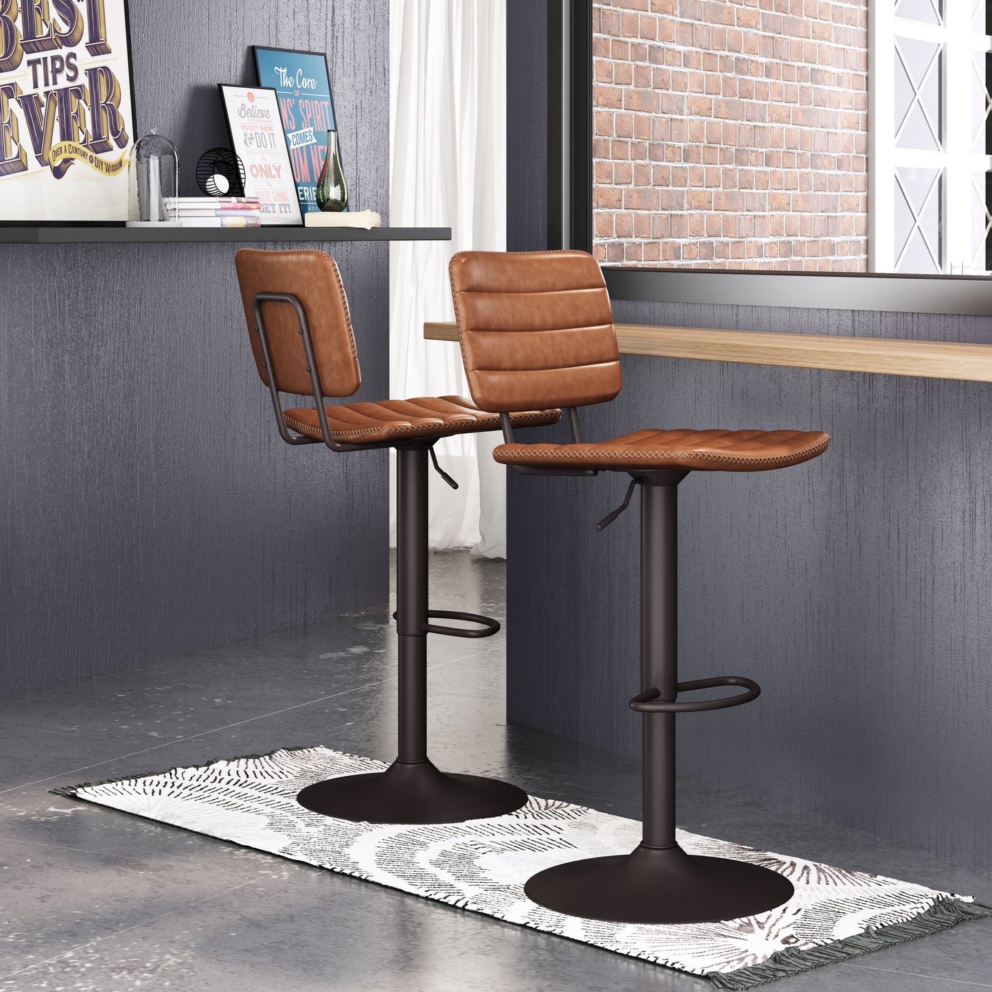 Holden Barstool Vintage Brown & Dark Bronze