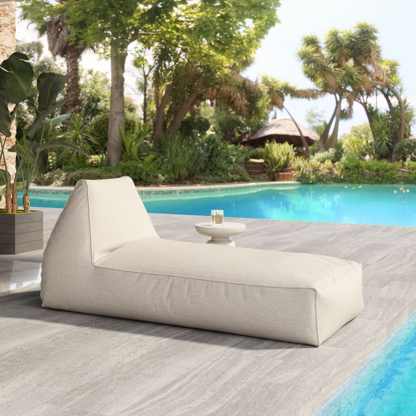 Kalm Chaise Lounge Beige - 8