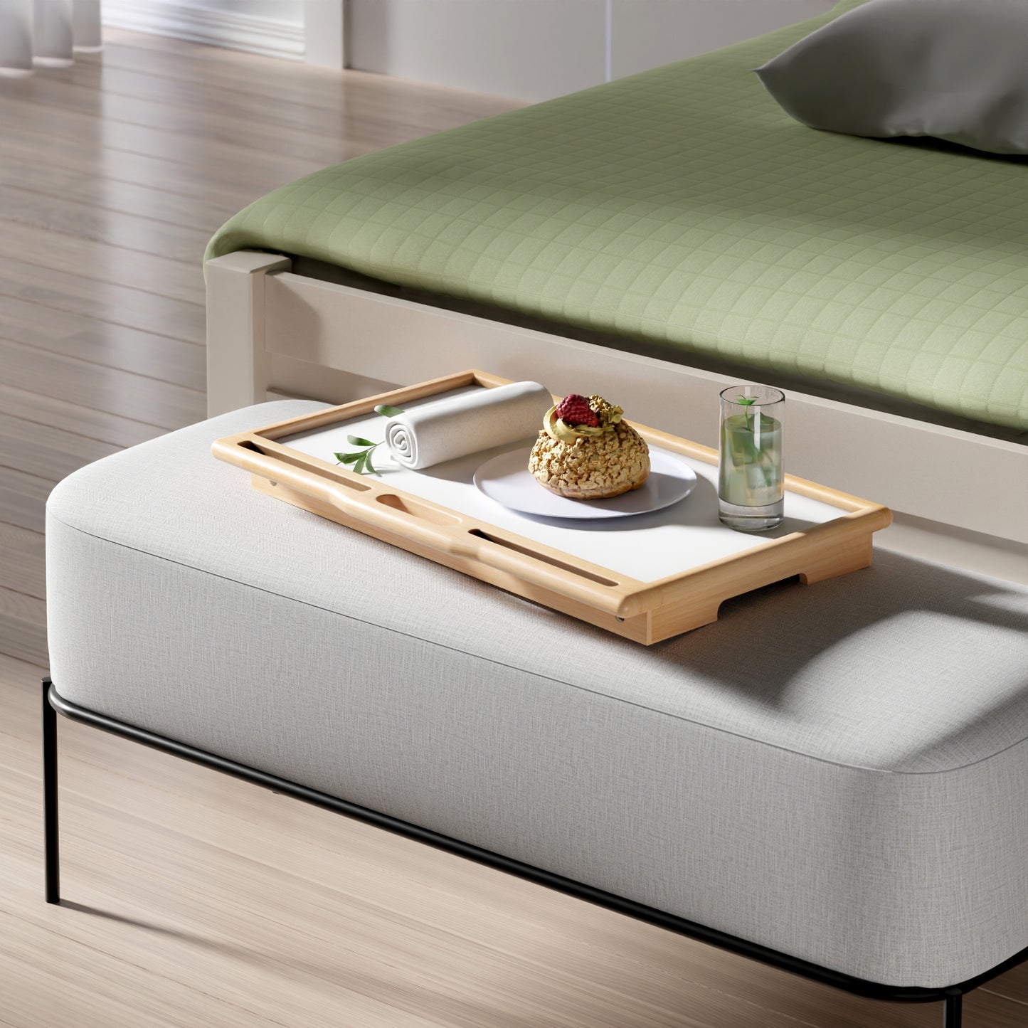 Arlo Breakfast Tray with Flip Top, Natural and White