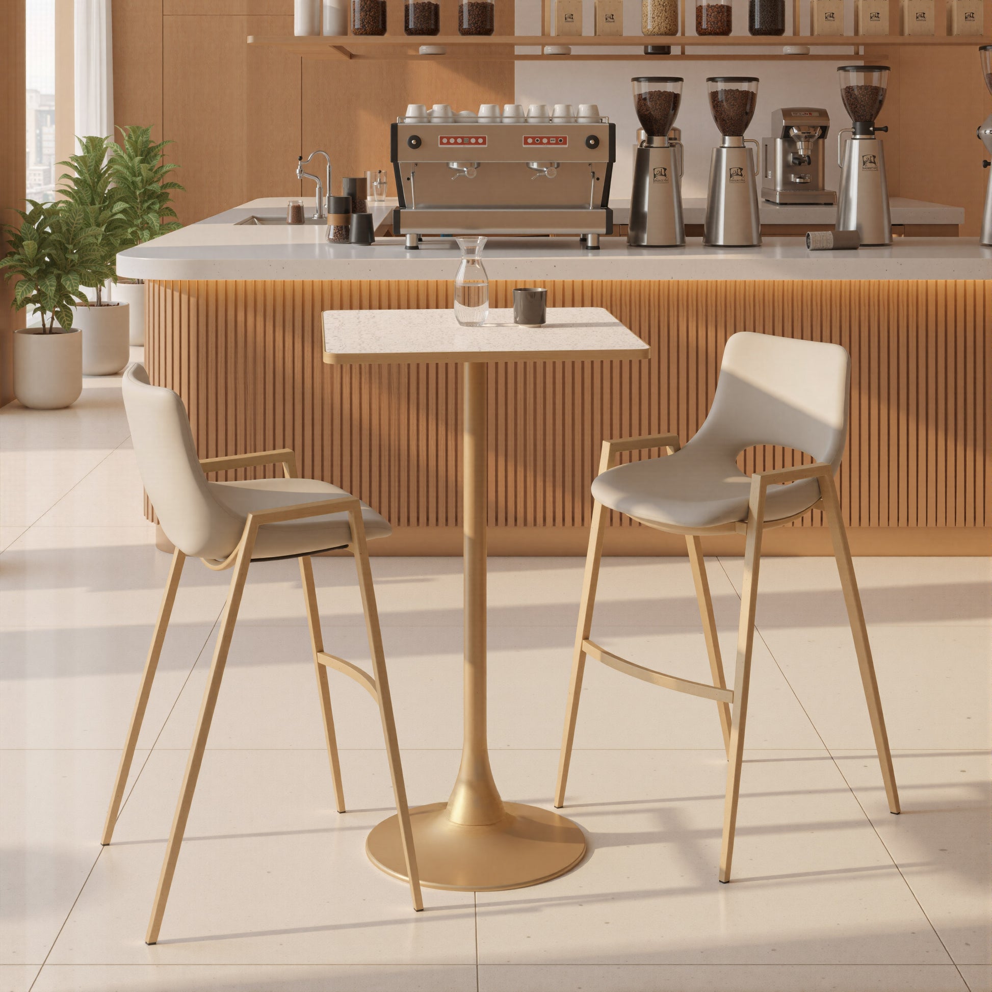 Spot Bar Table Beige & Gold - 10