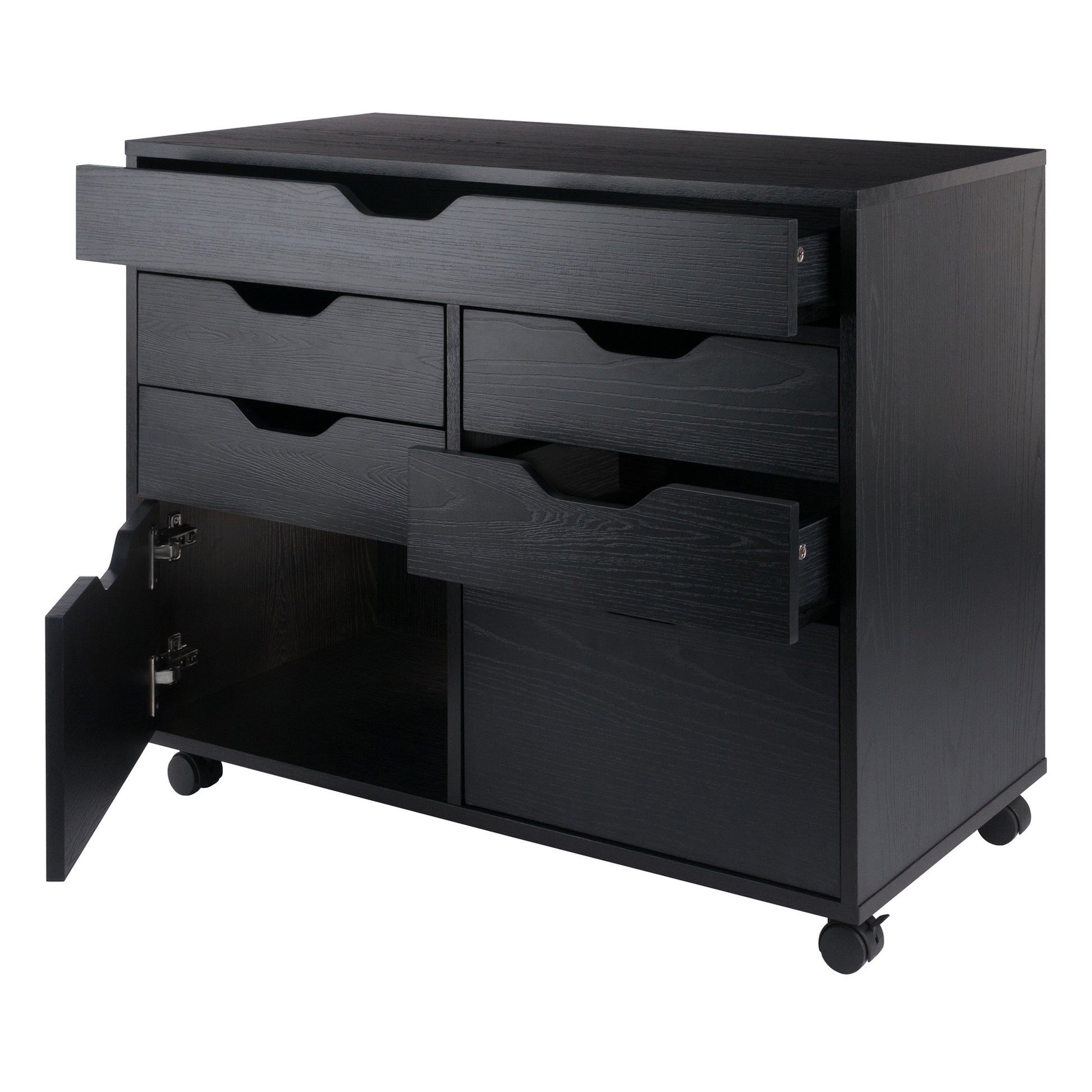 Halifax 5-Drawer Multi-Storage Mobile Cabinet, Black