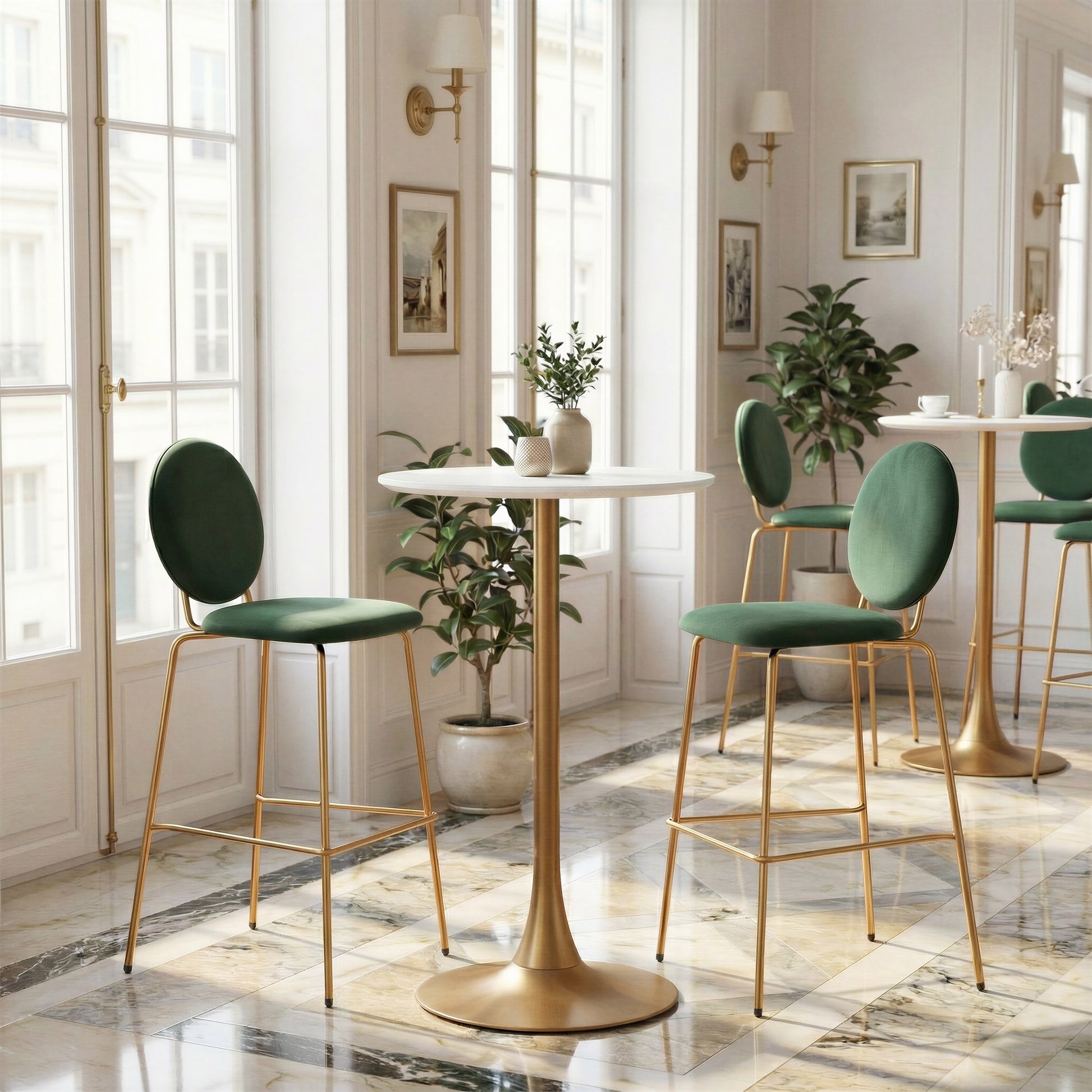 Auray Bar Table White & Gold - 6