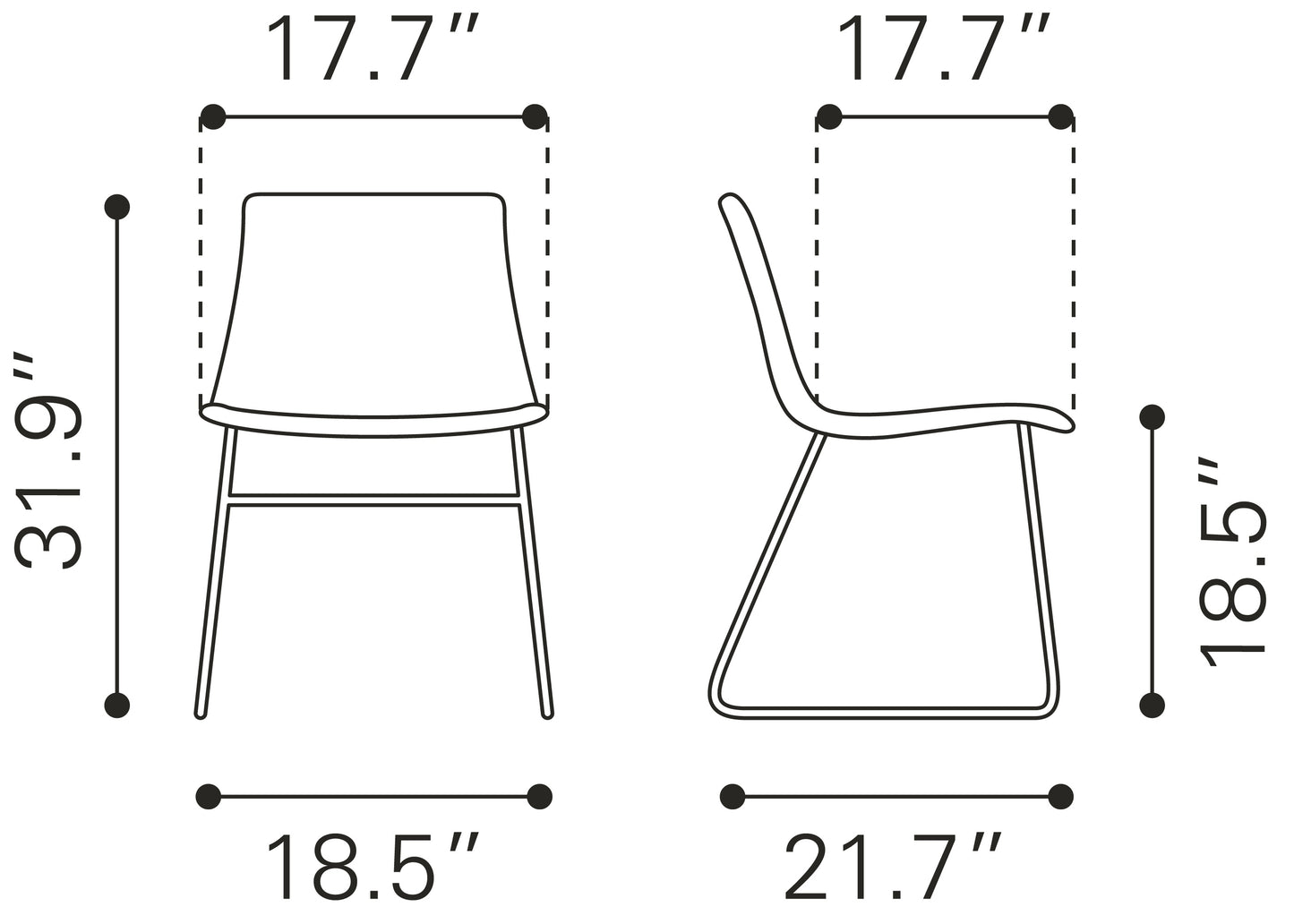 Jack Dining Chair (Set of 2) Vintage Brown