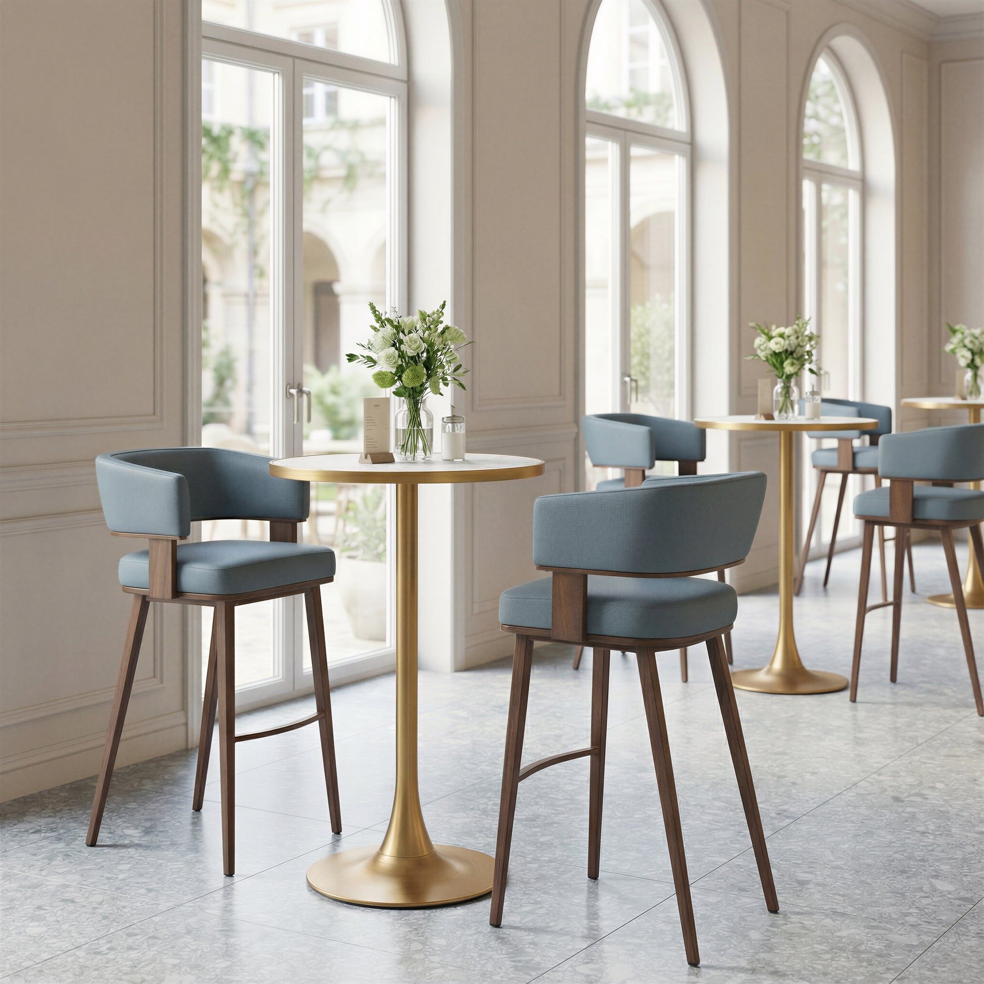 Poise Barstool Azure Gray & Walnut - 8