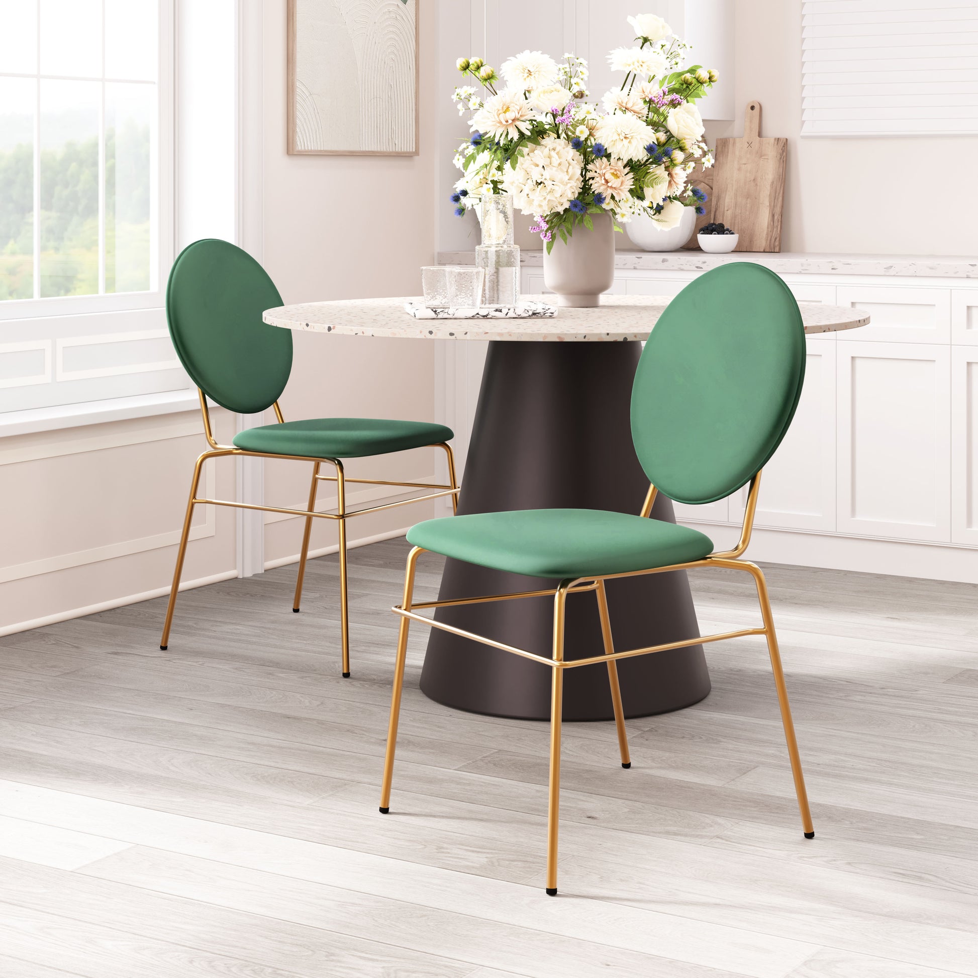 Odessa Dining Chair (Set of 2) Green & Gold - 9