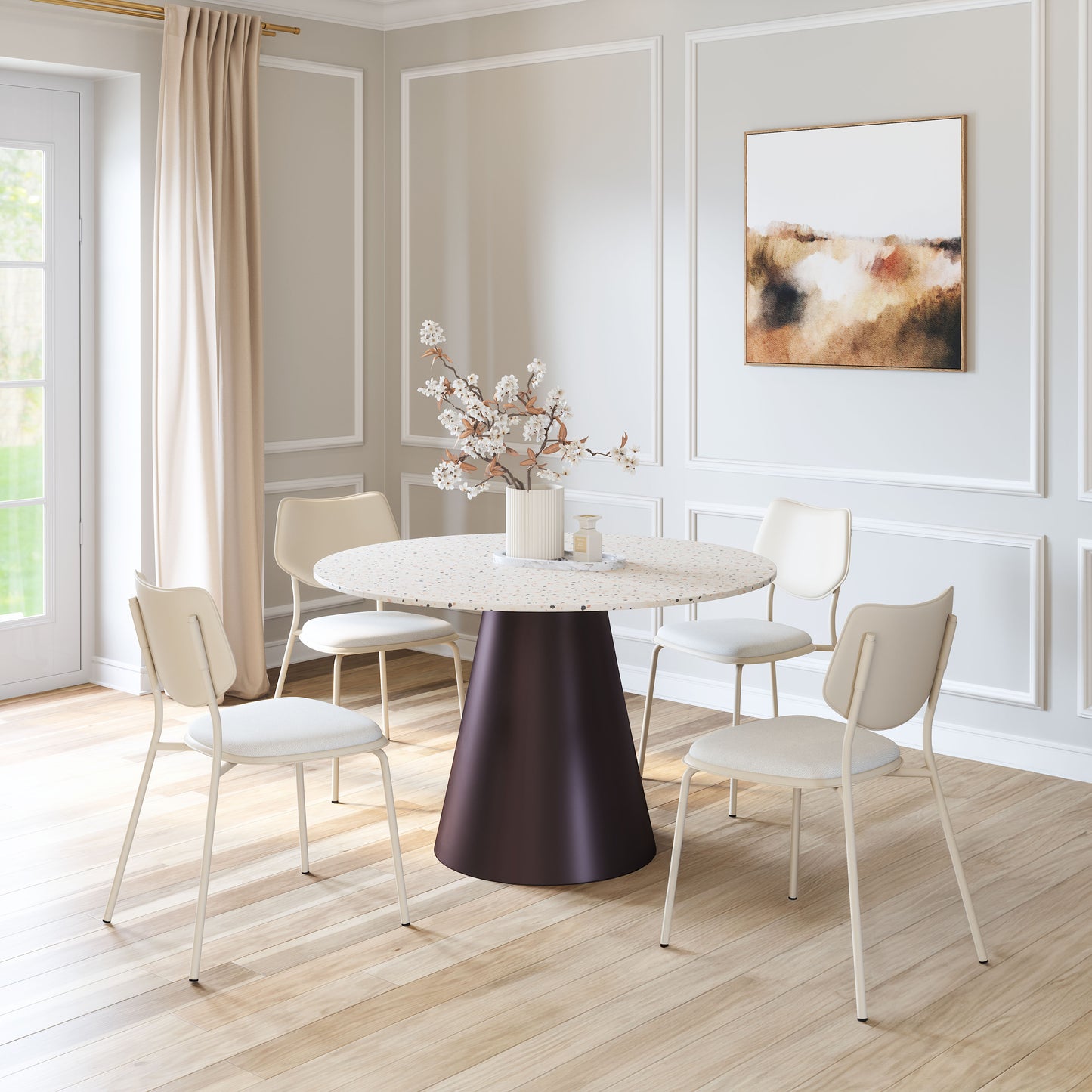 Zeal Dining Chair (Set of 4) Light Gray & Beige - 9