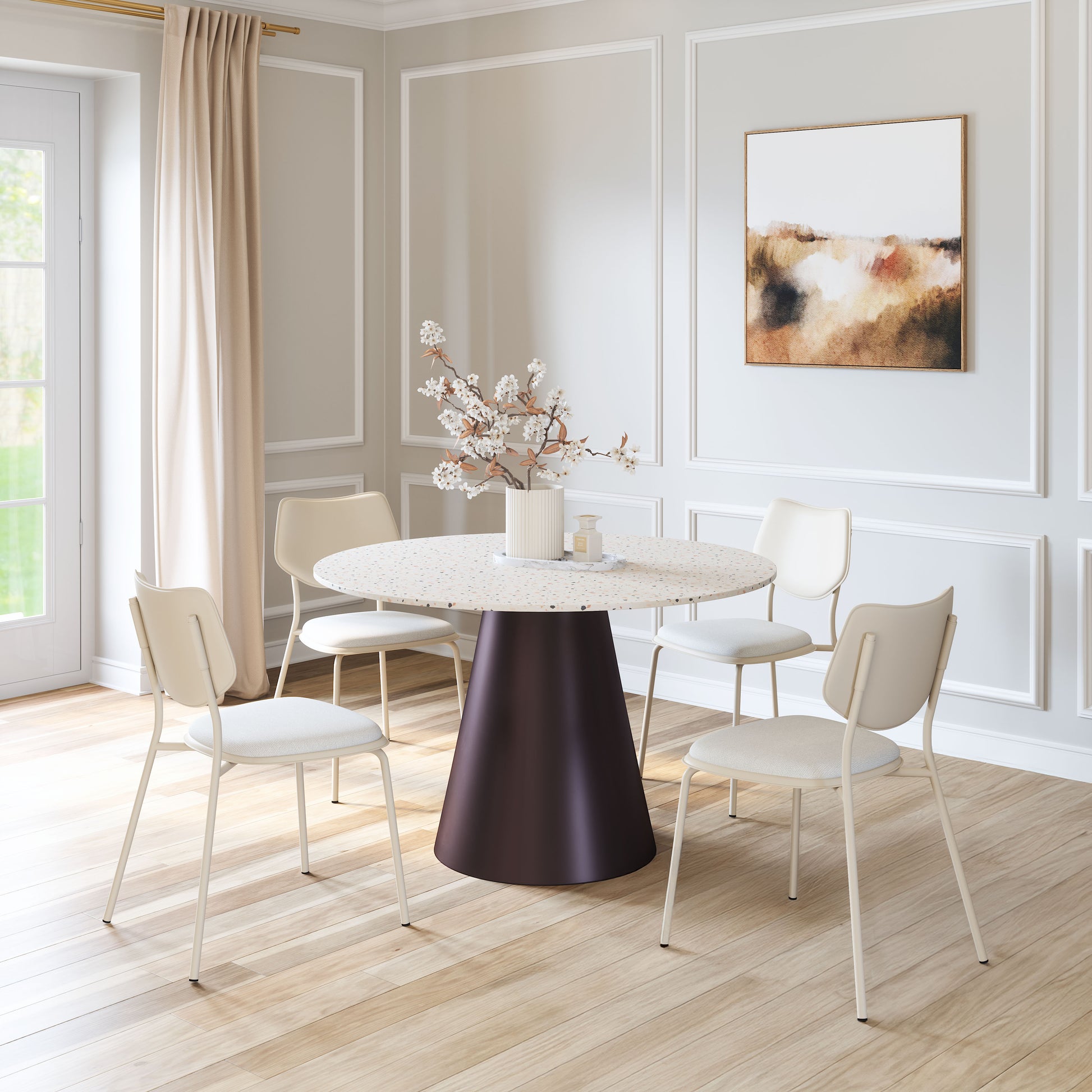 Zeal Dining Chair (Set of 4) Light Gray & Beige - 9