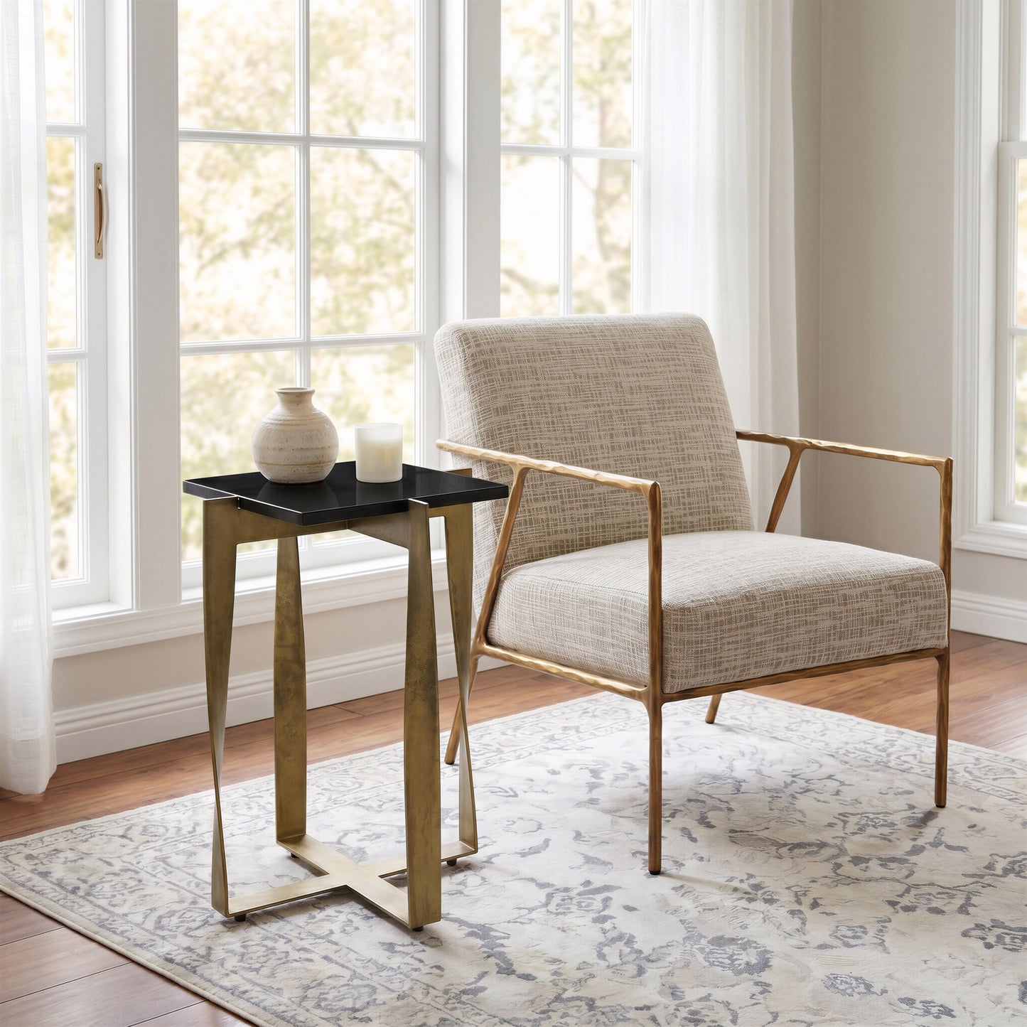 Noara Accent Table Black & Brass - 9