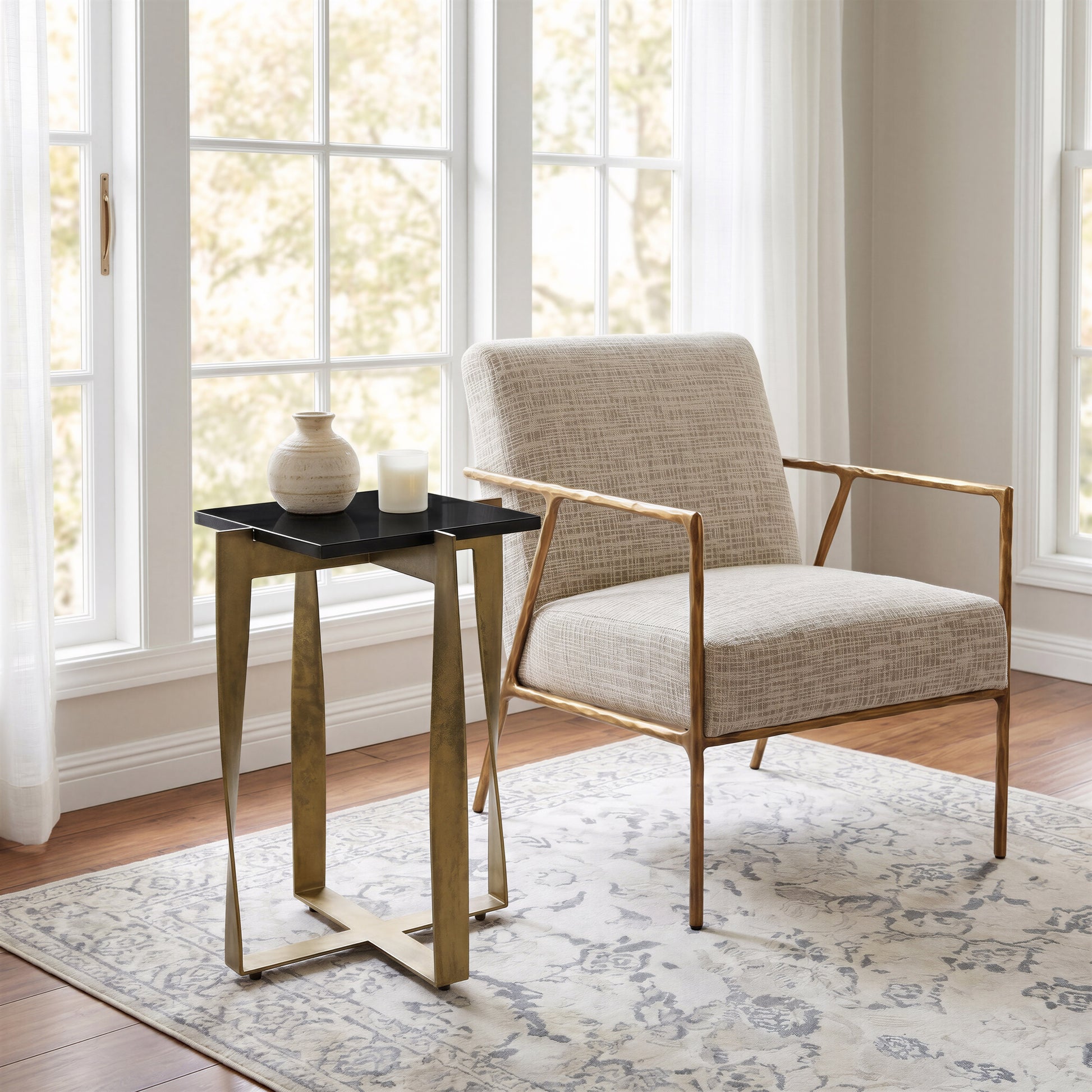 Noara Accent Table Black & Brass - 9