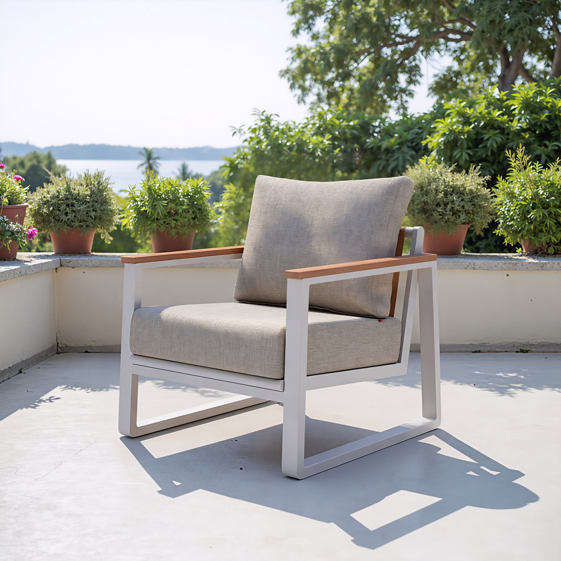 Welt Armchair Taupe & White - 8