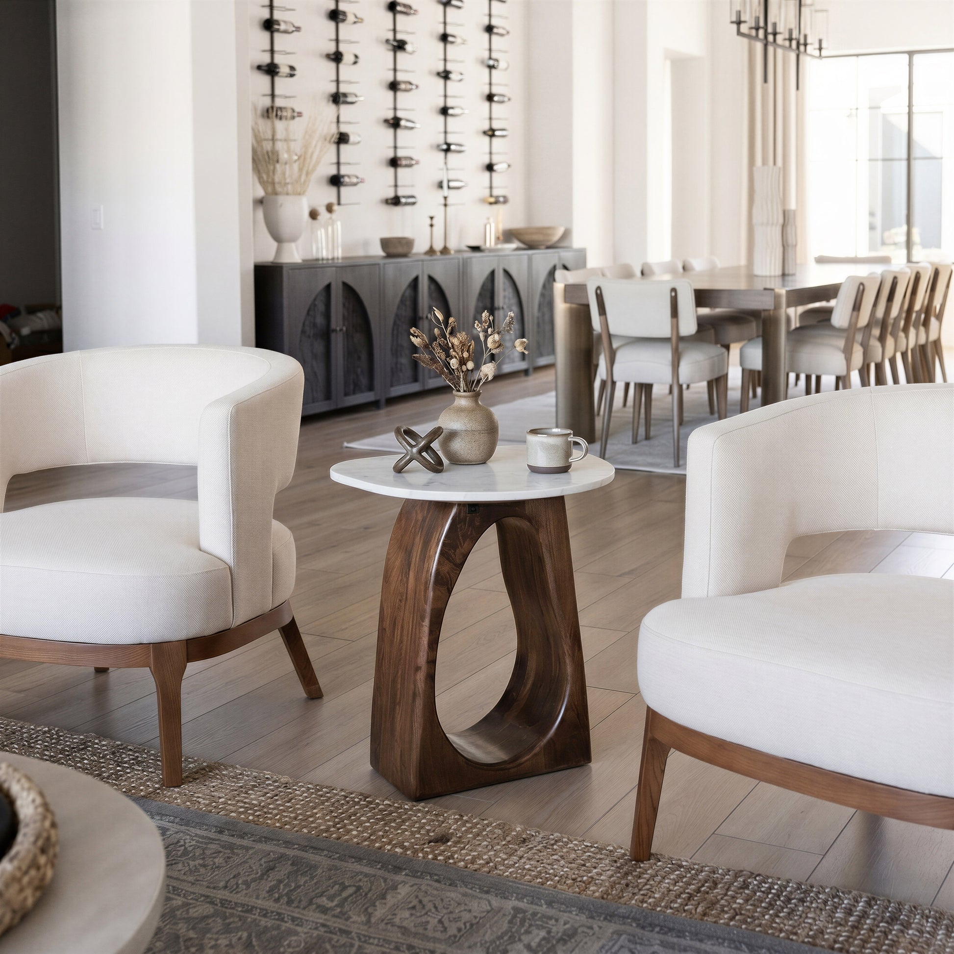 Vara Side Table White & Walnut - 10