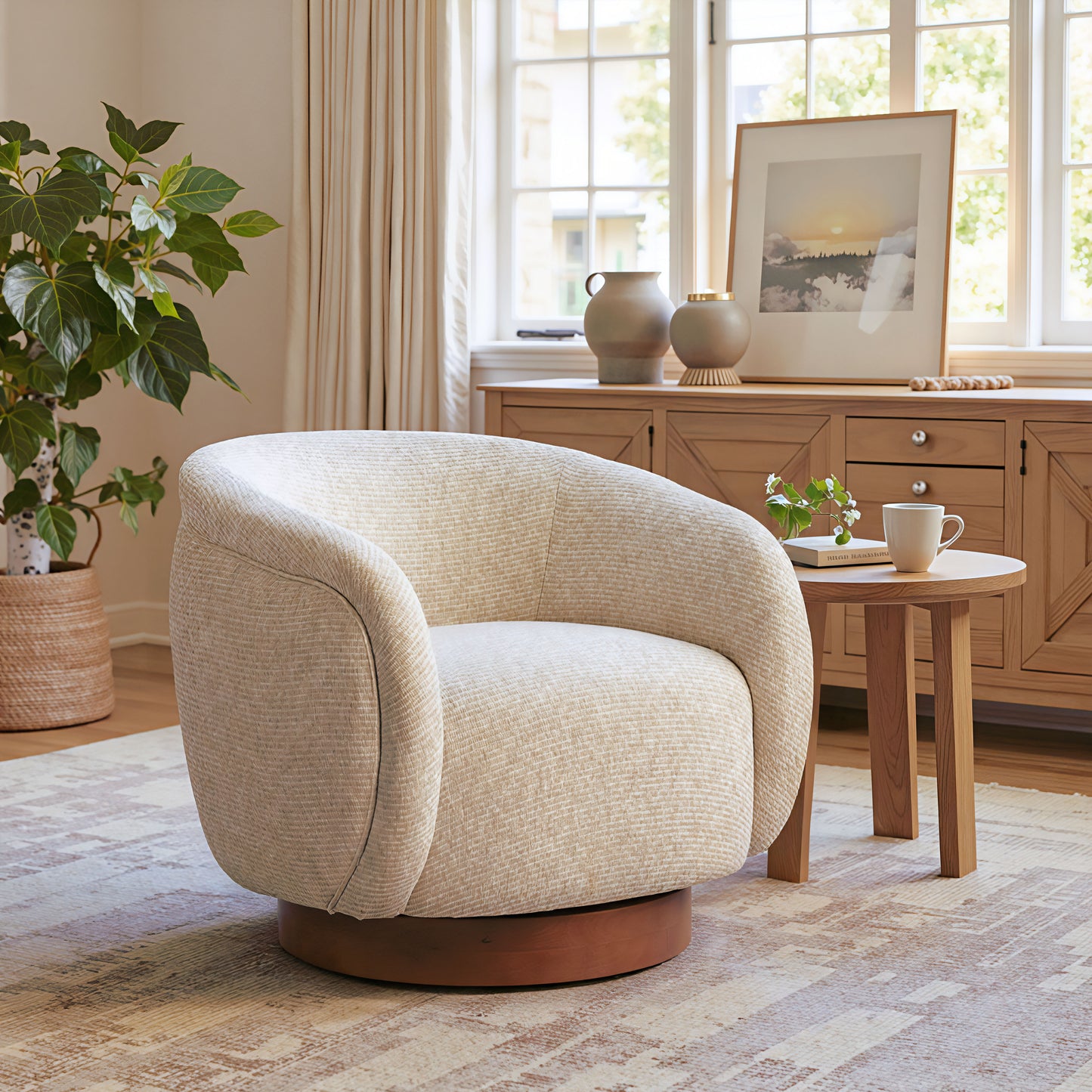 Vinta Swivel Chair Beige - 8