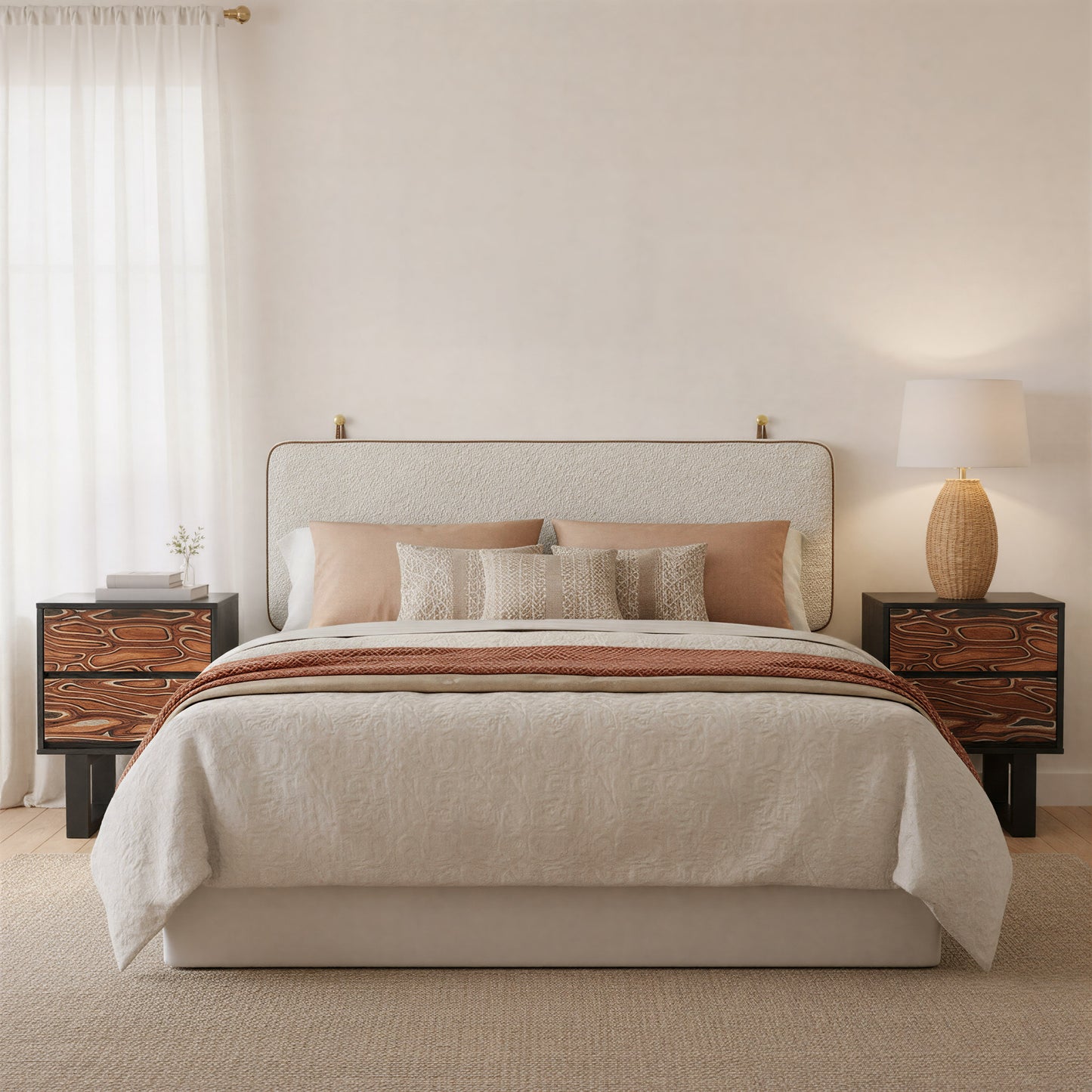 Bela Floating Queen Headboard Ivory - 9