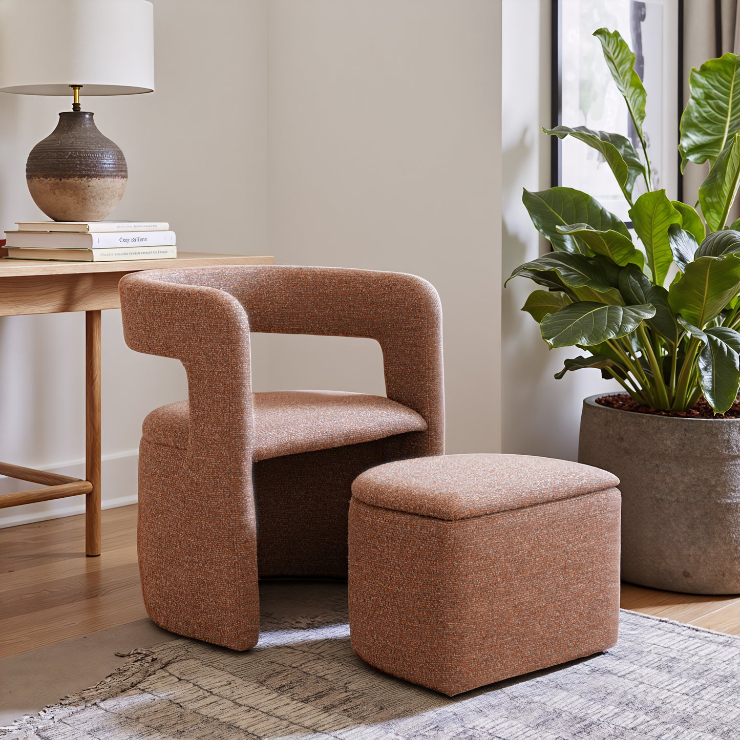 Atria Accent Chair & Ottoman Tawny Brown - 10