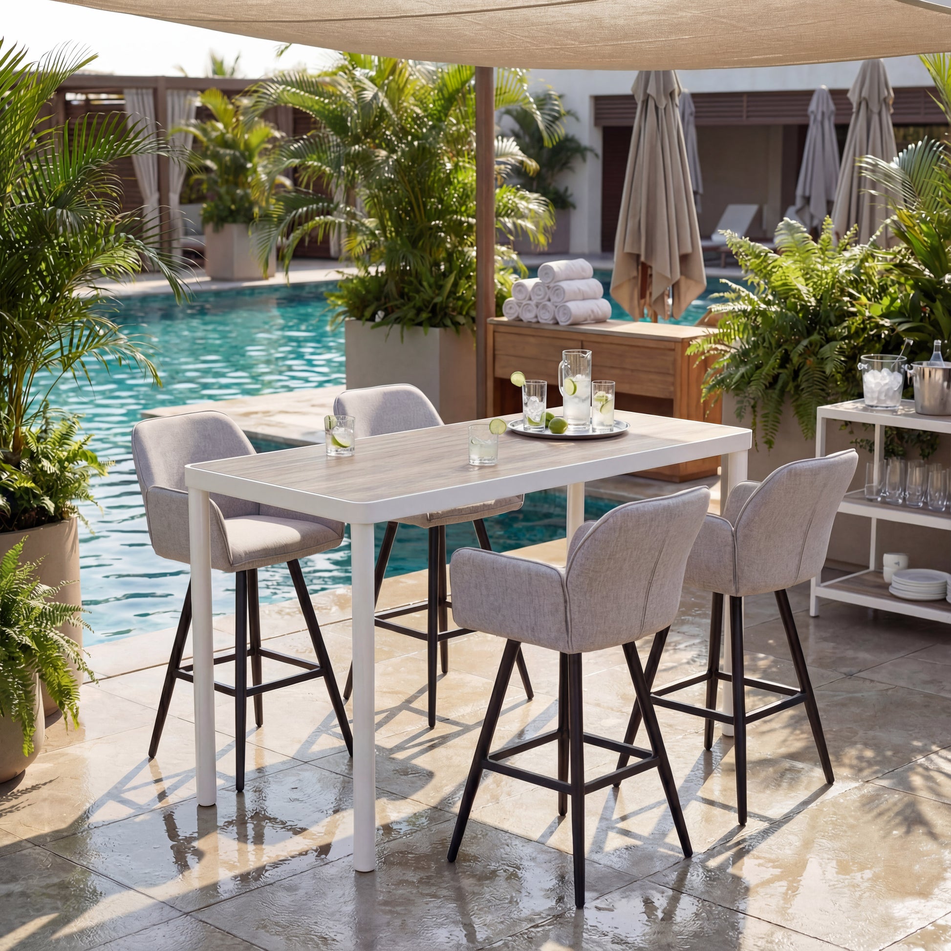 Sieve Swivel Barstool Beige - 9