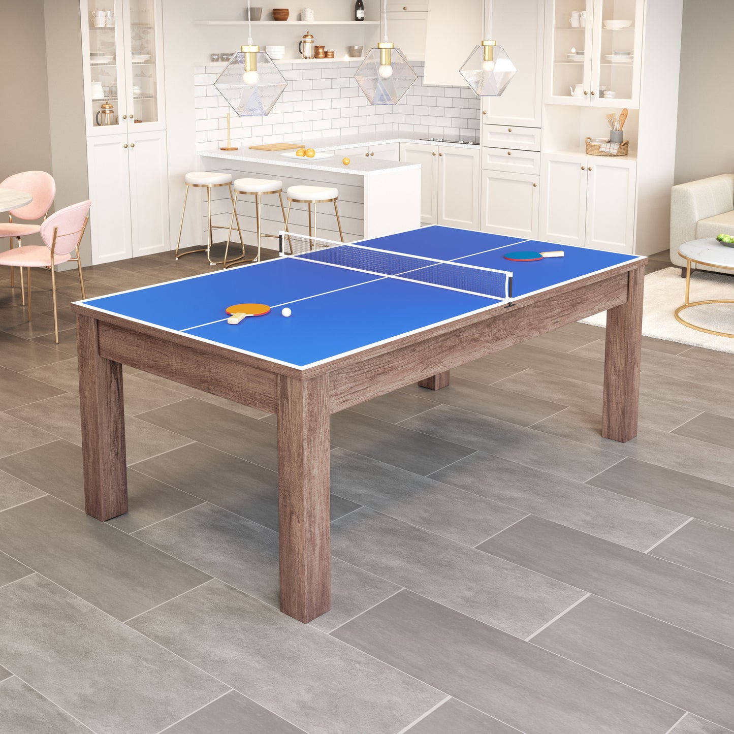 Bonkers 3 In 1 Table Brown With Pool Accessories