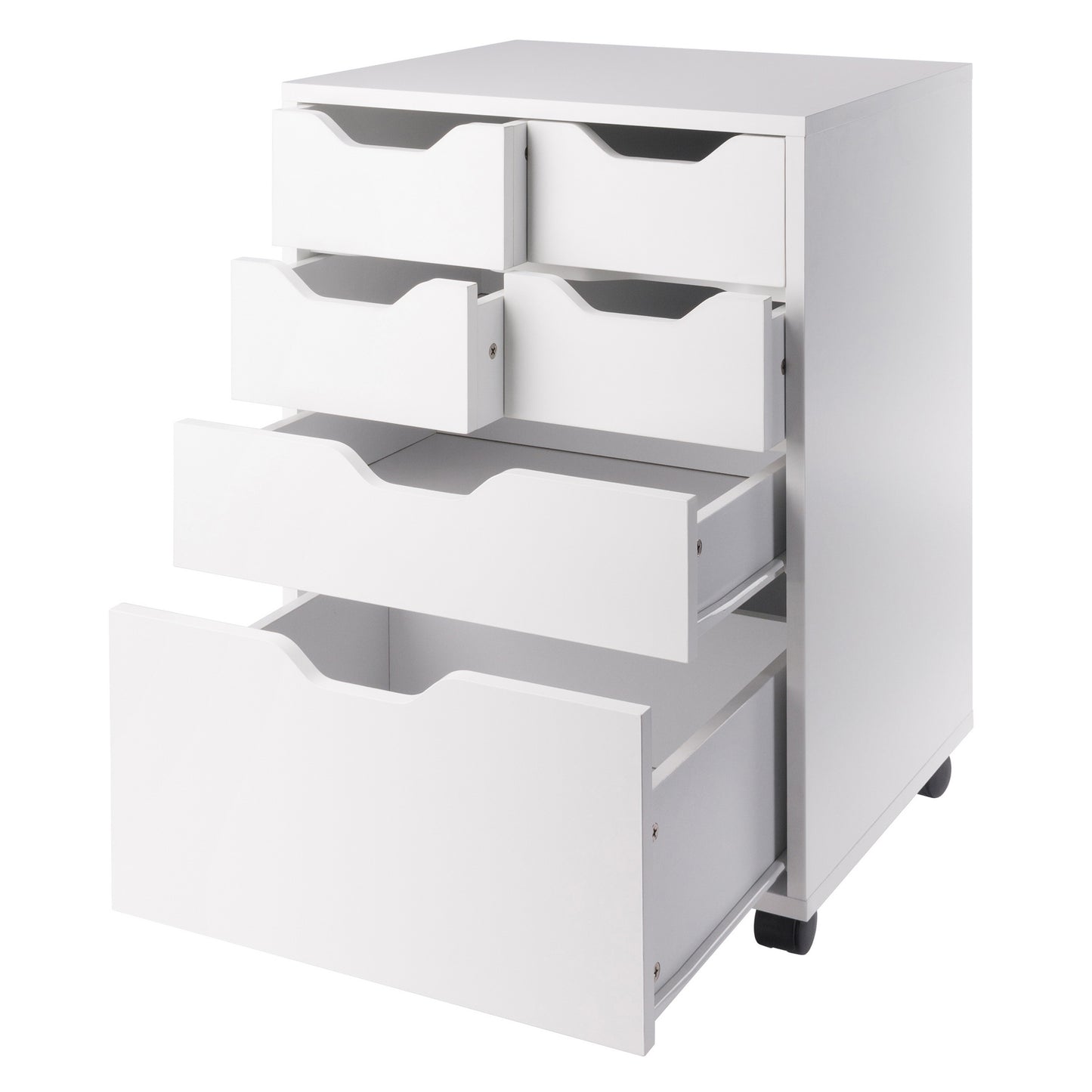 Norfolk 4 Bins, 2 Drawer Mobile Cabinet, White Finish