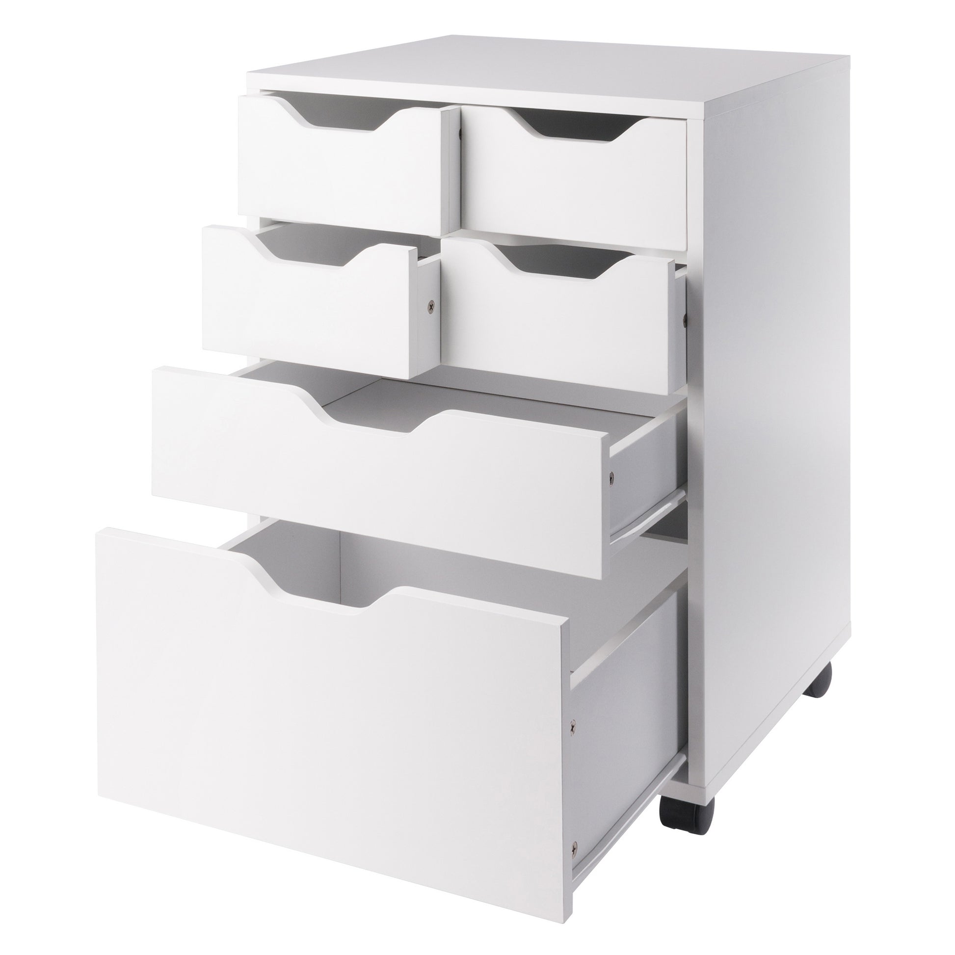 Norfolk 4 Bins, 2 Drawer Mobile Cabinet, White Finish