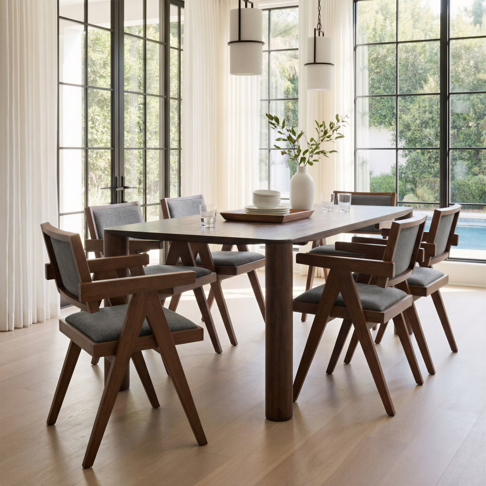 Delhi Dining Chair (Set of 2) Gray & Walnut - 10