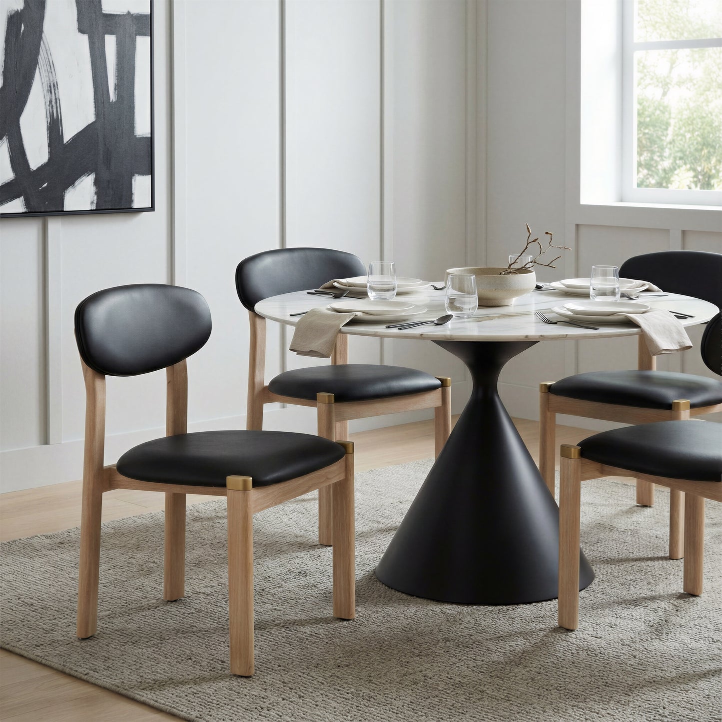 Rilou Dining Chair (Set of 2) Black & Natural - 9