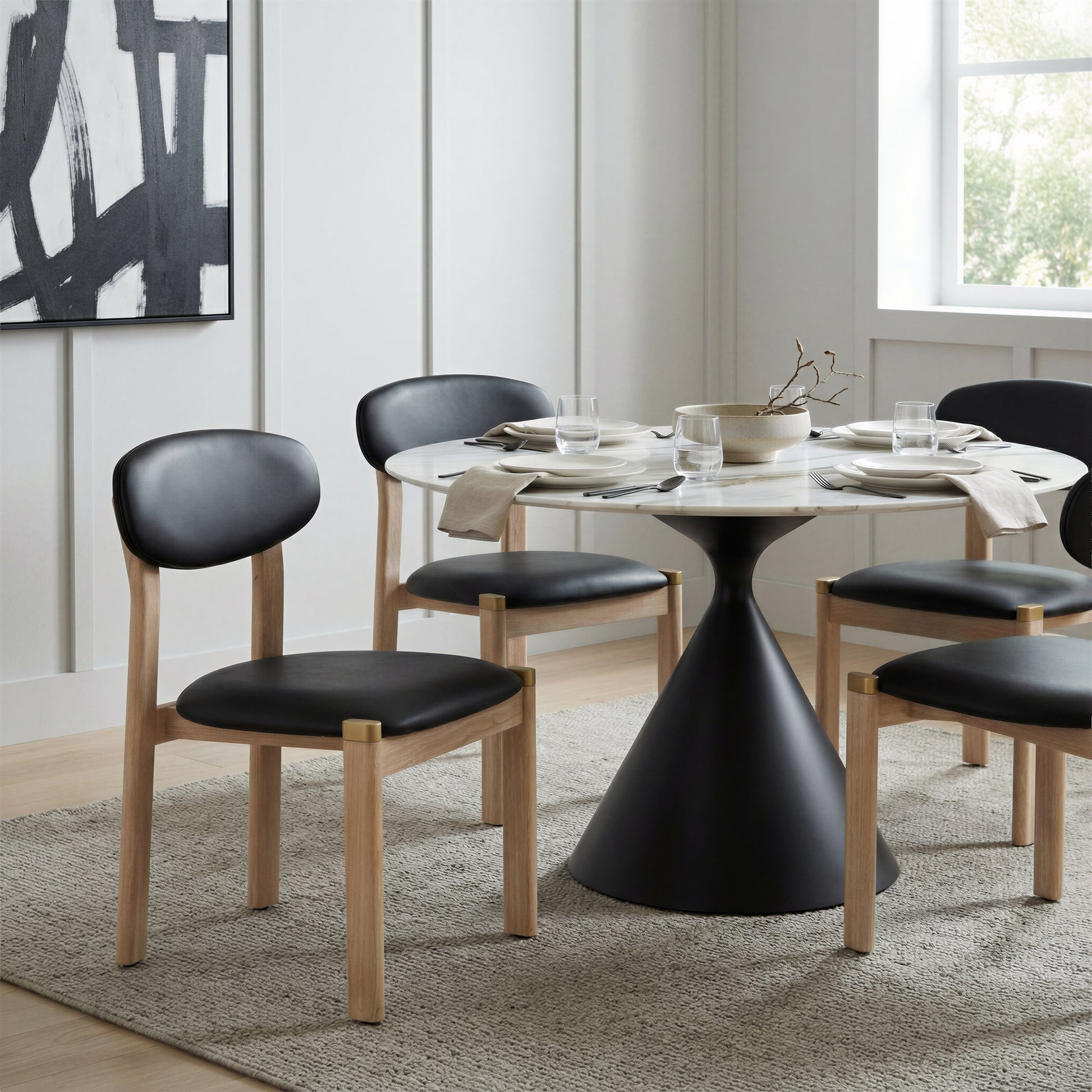 Rilou Dining Chair (Set of 2) Black & Natural - 9