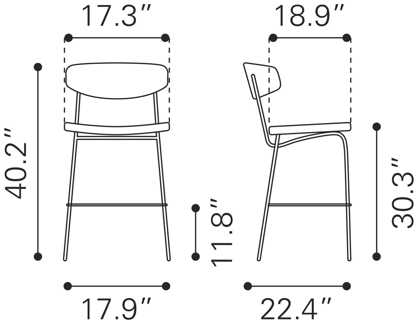 Sharon Barstool (Set of 4) Vintage Black