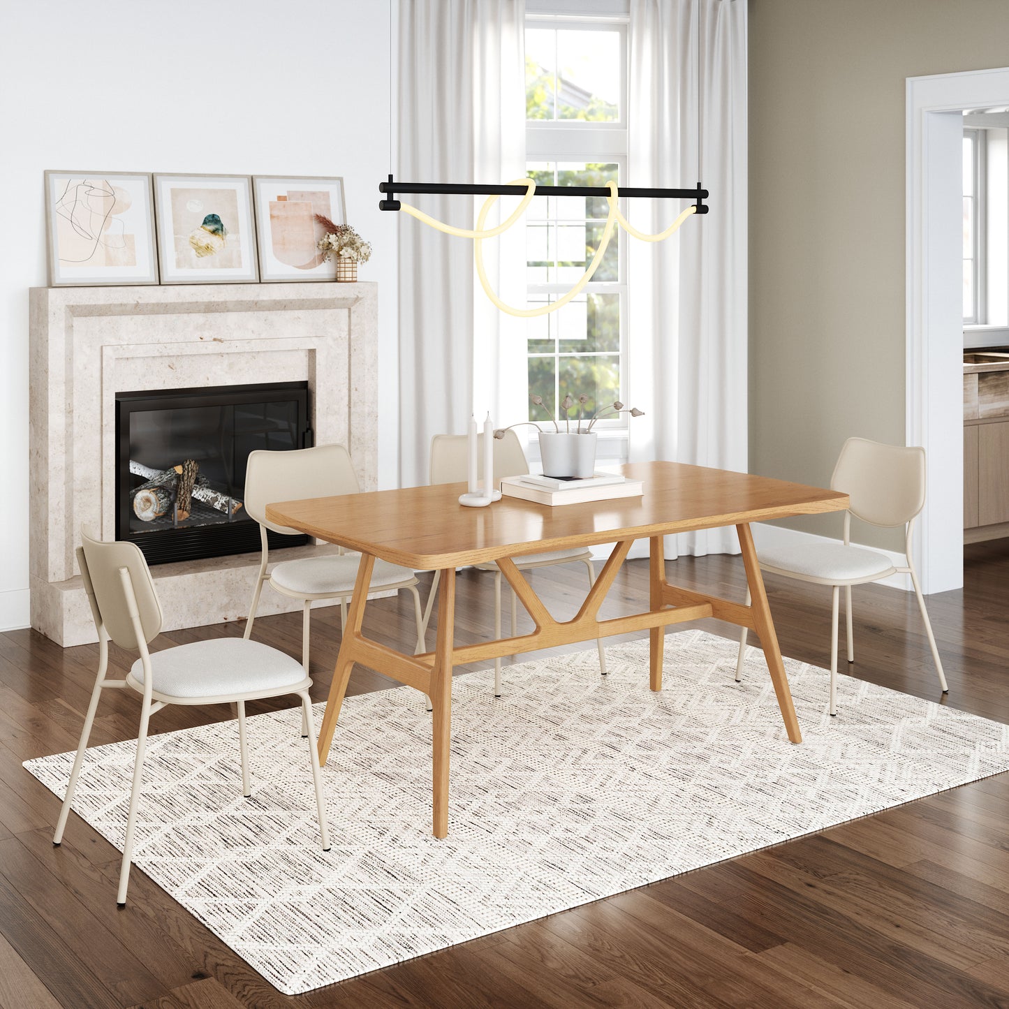Zeal Dining Chair (Set of 4) Light Gray & Beige - 11