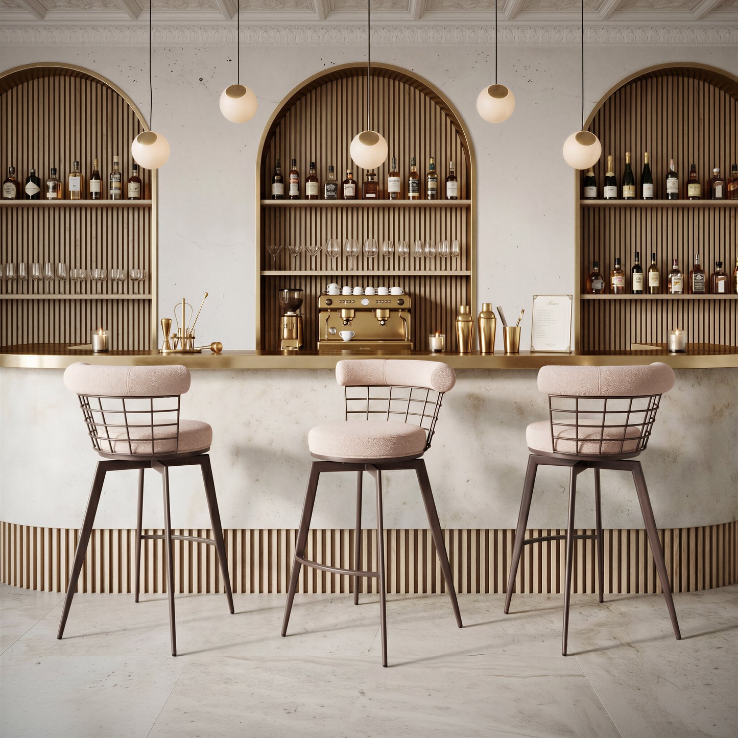 Saku Swivel Barstool Beige & Brown - 10