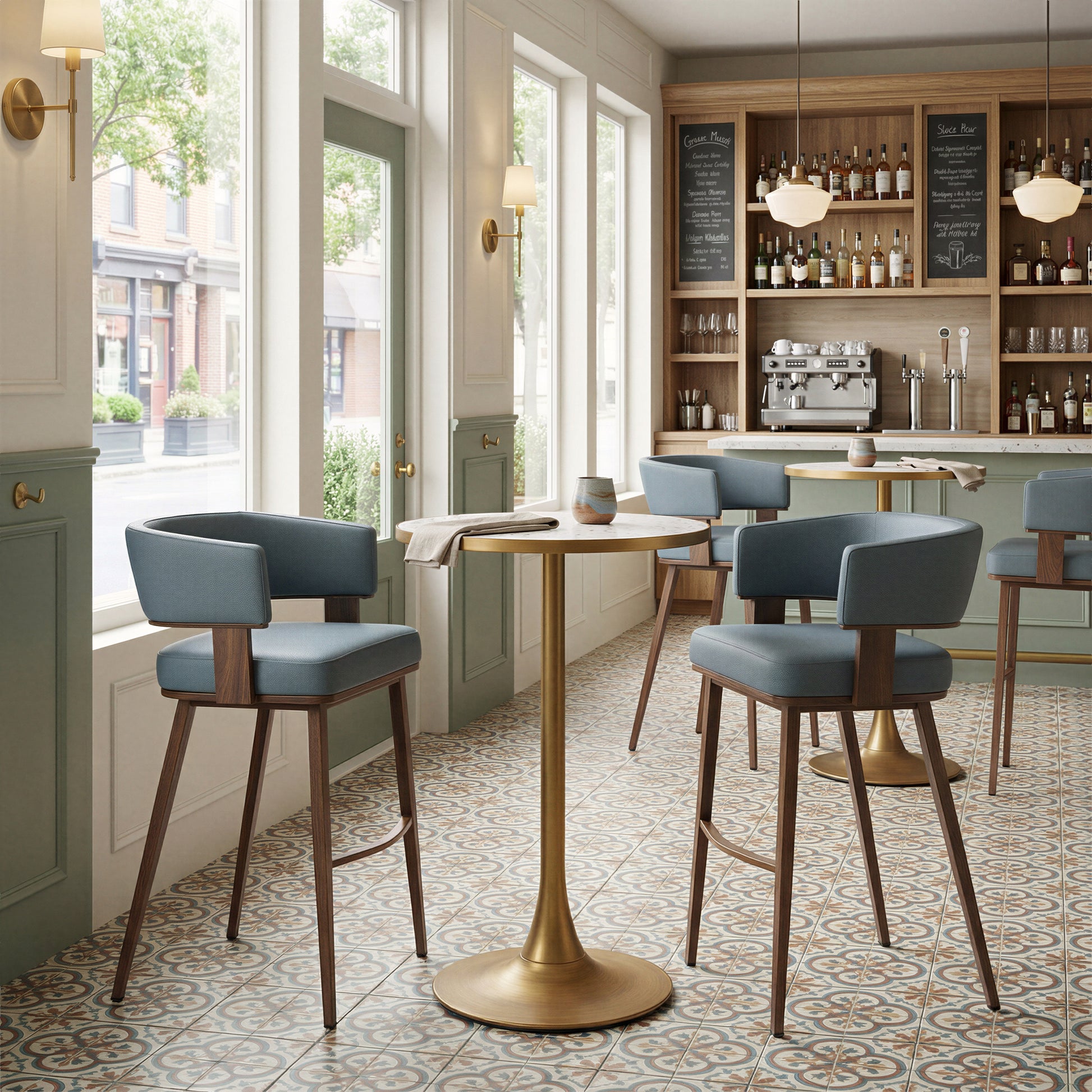 Poise Barstool Azure Gray & Walnut - 9