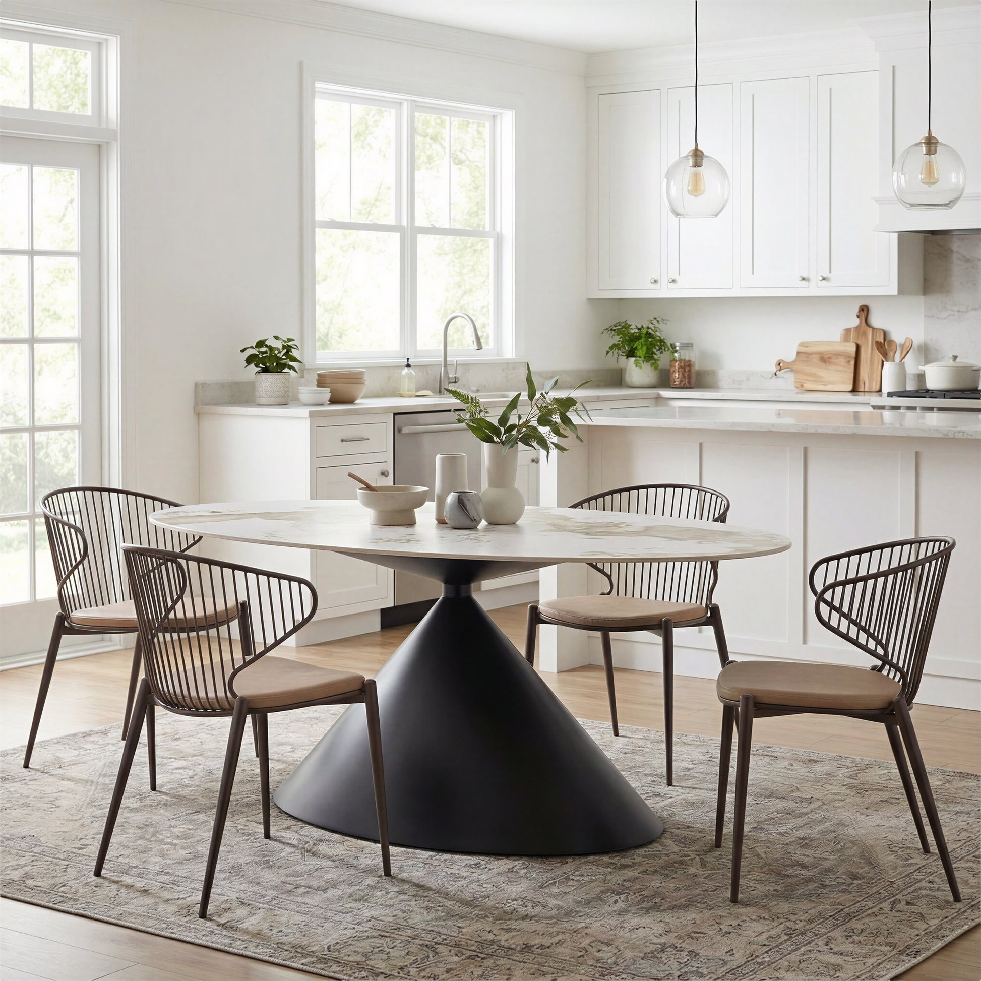 Armana Dining Table White & Brown - 8