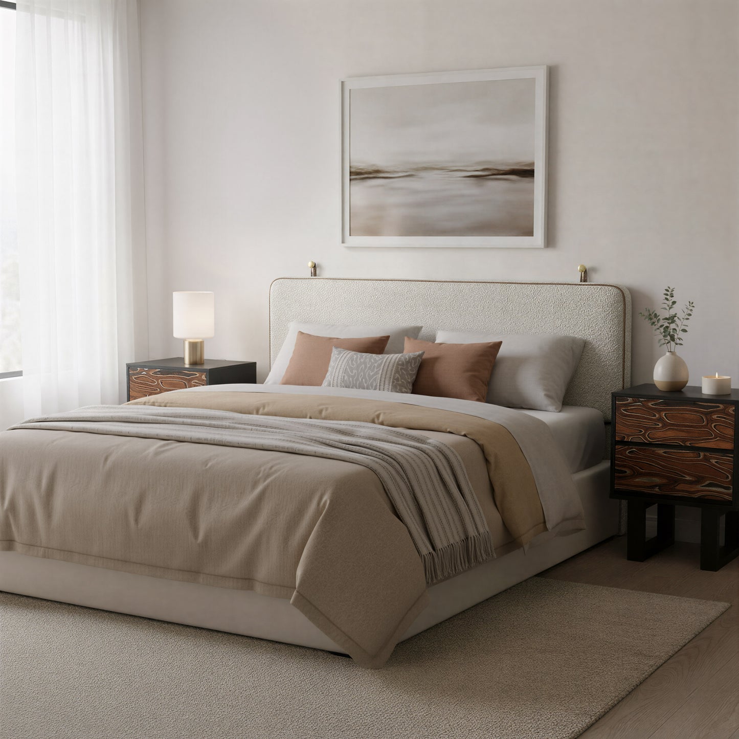 Bela Floating Queen Headboard Ivory - 8