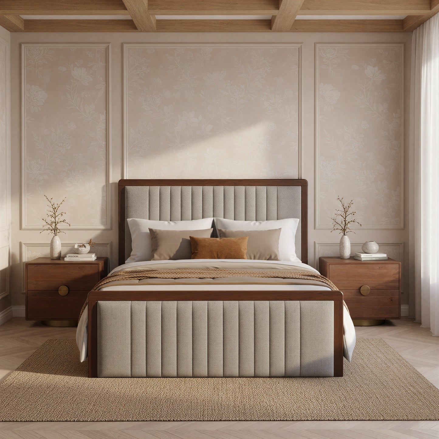 Somune Queen Bed Gray & Walnut - 11